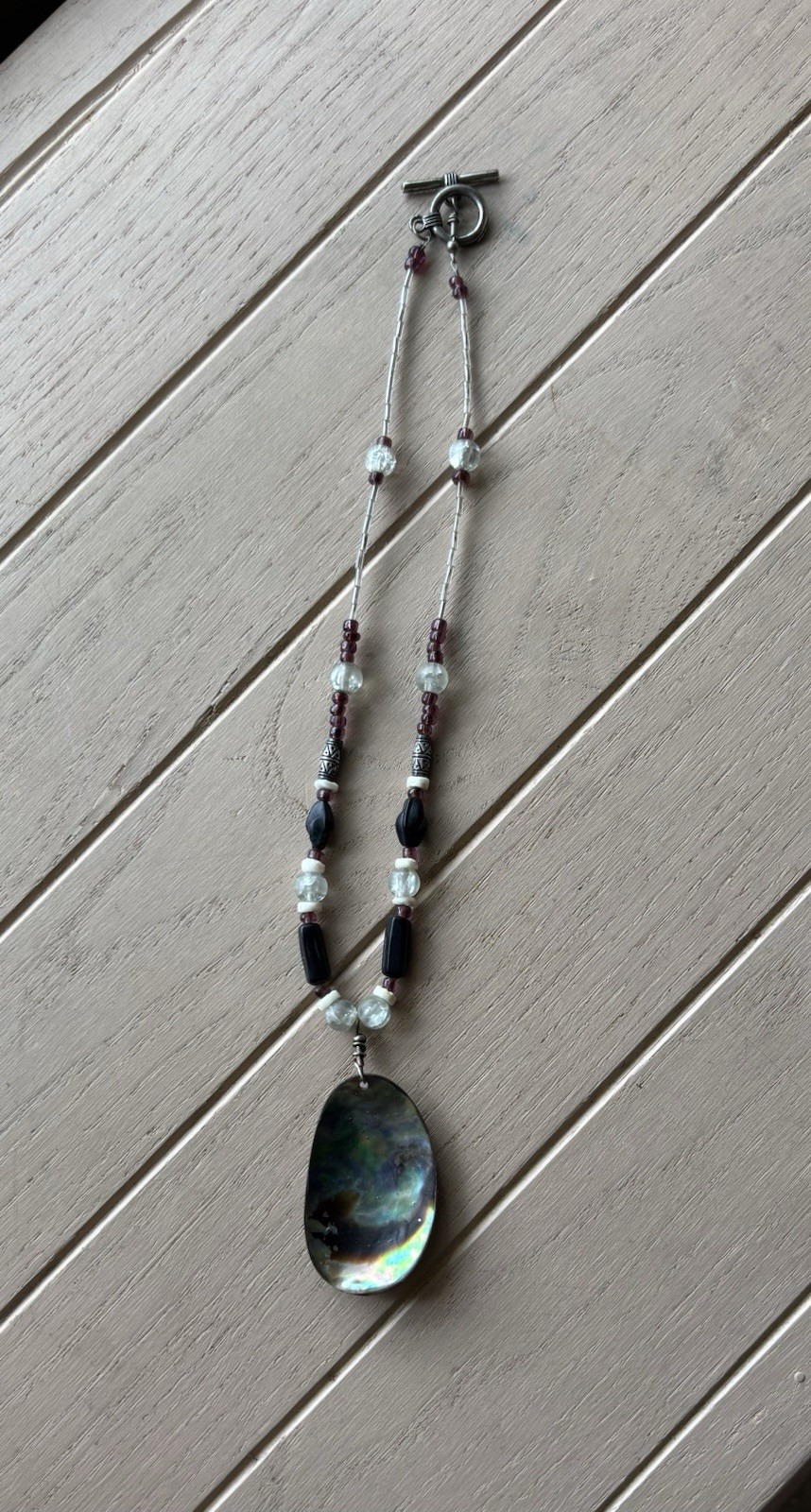 Sparkly Shimmery Mermaid/Fairy Beachy Coastal Abalone Shell Necklace