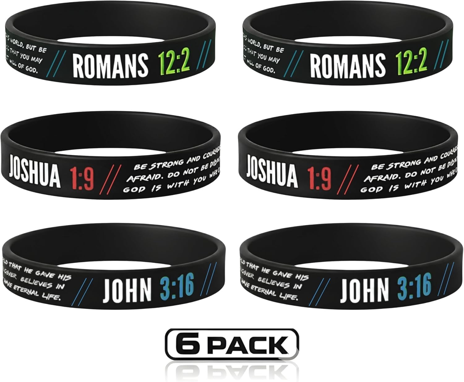 Christian Wristbands for Guys 6-pack – Bible Verse Bracelets