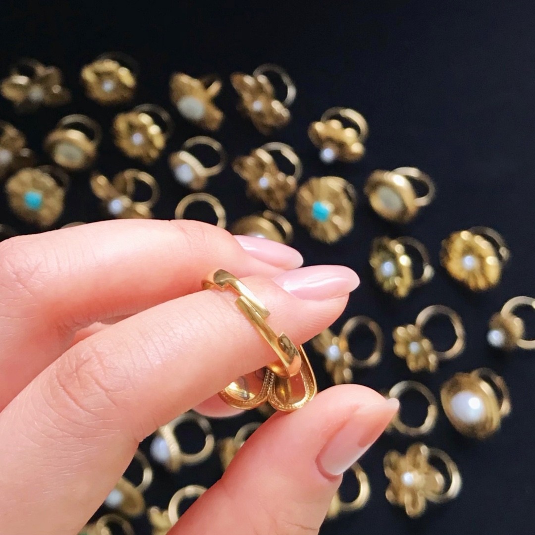Bulk Lot 20pc Mix Gold 3D Flower Pearl Stone Stainless Steel Rings Women Jewelry