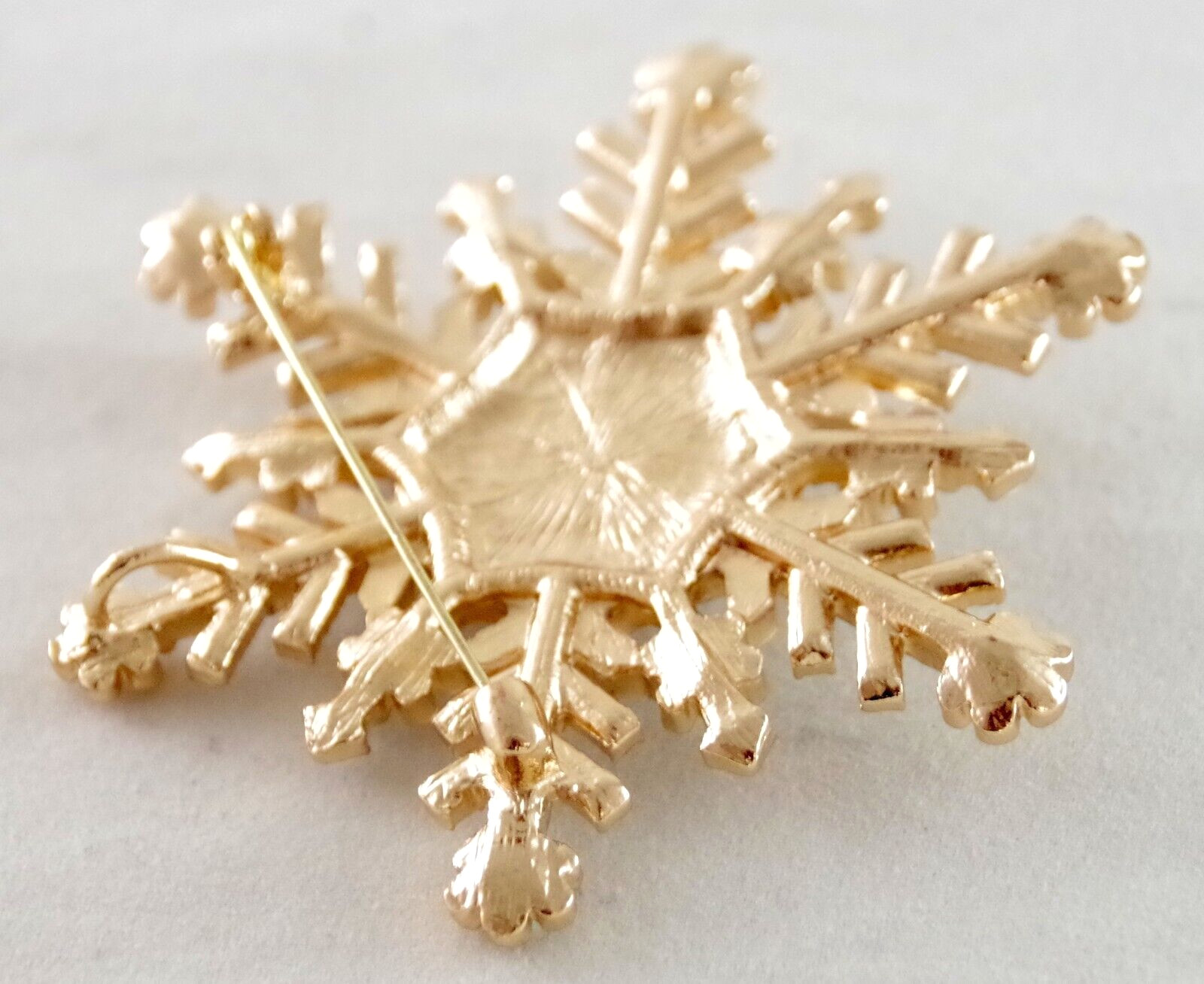 3″ NWOT UNSIGNED VTG INSPIRED MOON FACE AB RHINESTONE SNOWFLAKE PENDANT BROOCH
