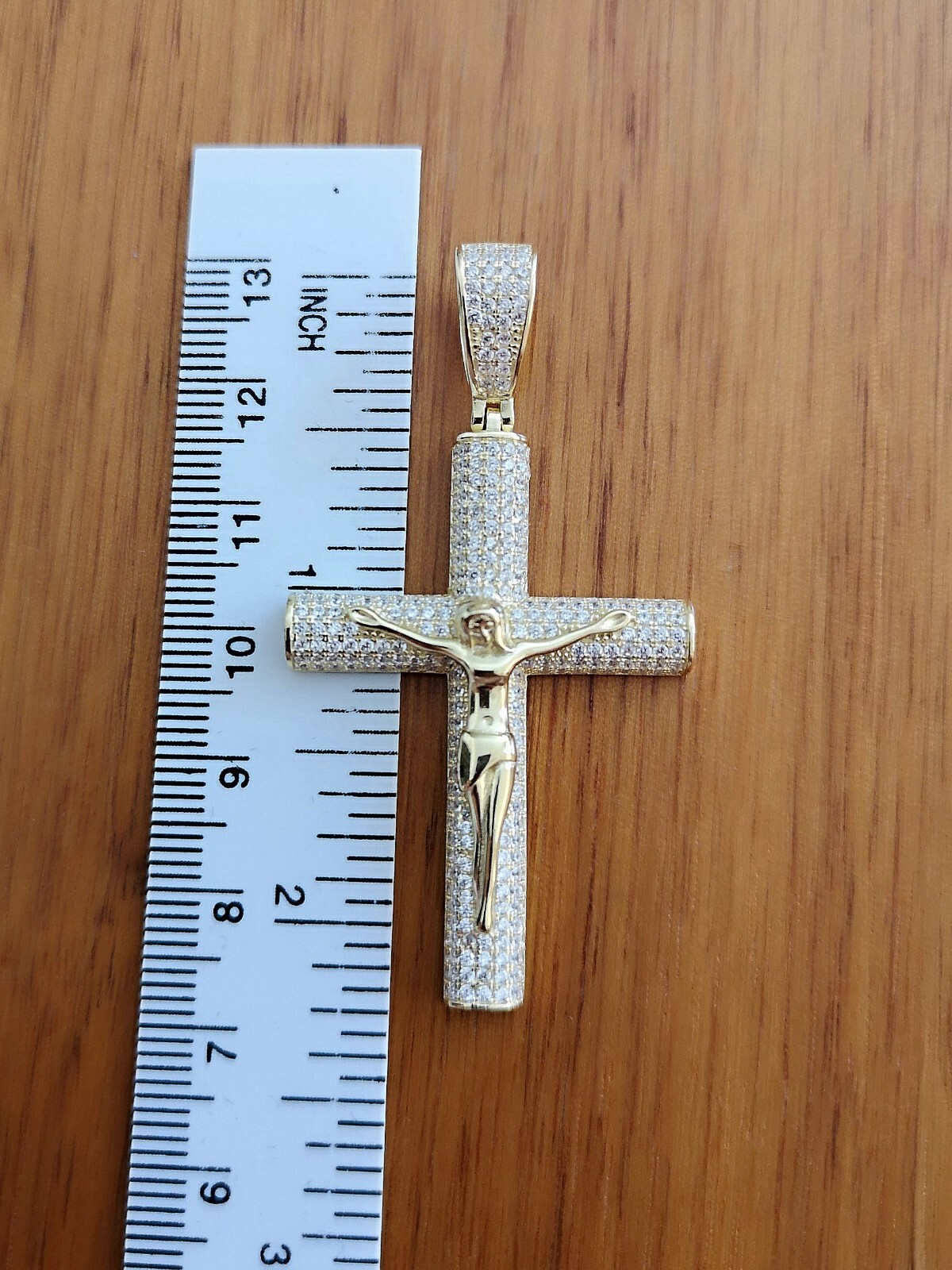 1.50 Ct Cross Pendant 14K Yellow Gold Plated Solid Silver Men Women Necklace