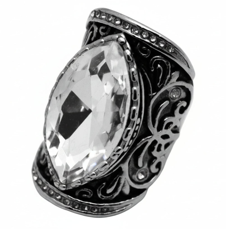Big Crystal Fancy Design Ladies Ring Stainless Steel Jewelry 103
