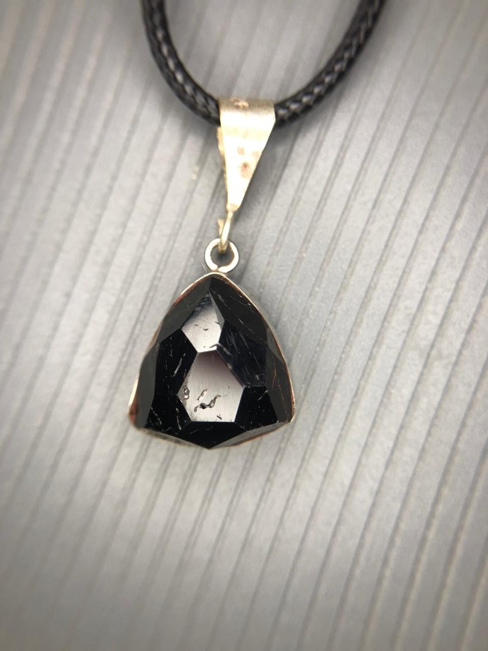 Natural Black Tourmaline Rose Cut Pendant Handmade Gemstone from Afghanistan
