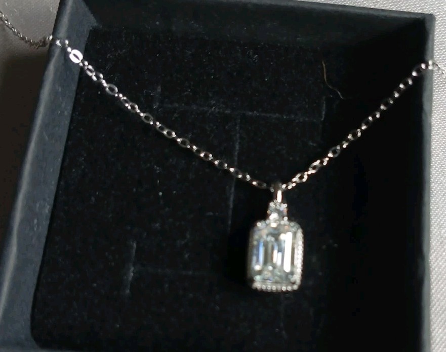 Solid Silver Stamped 925 necklace 18″ 1.0ct. Certified, GRA Certificate Incl.