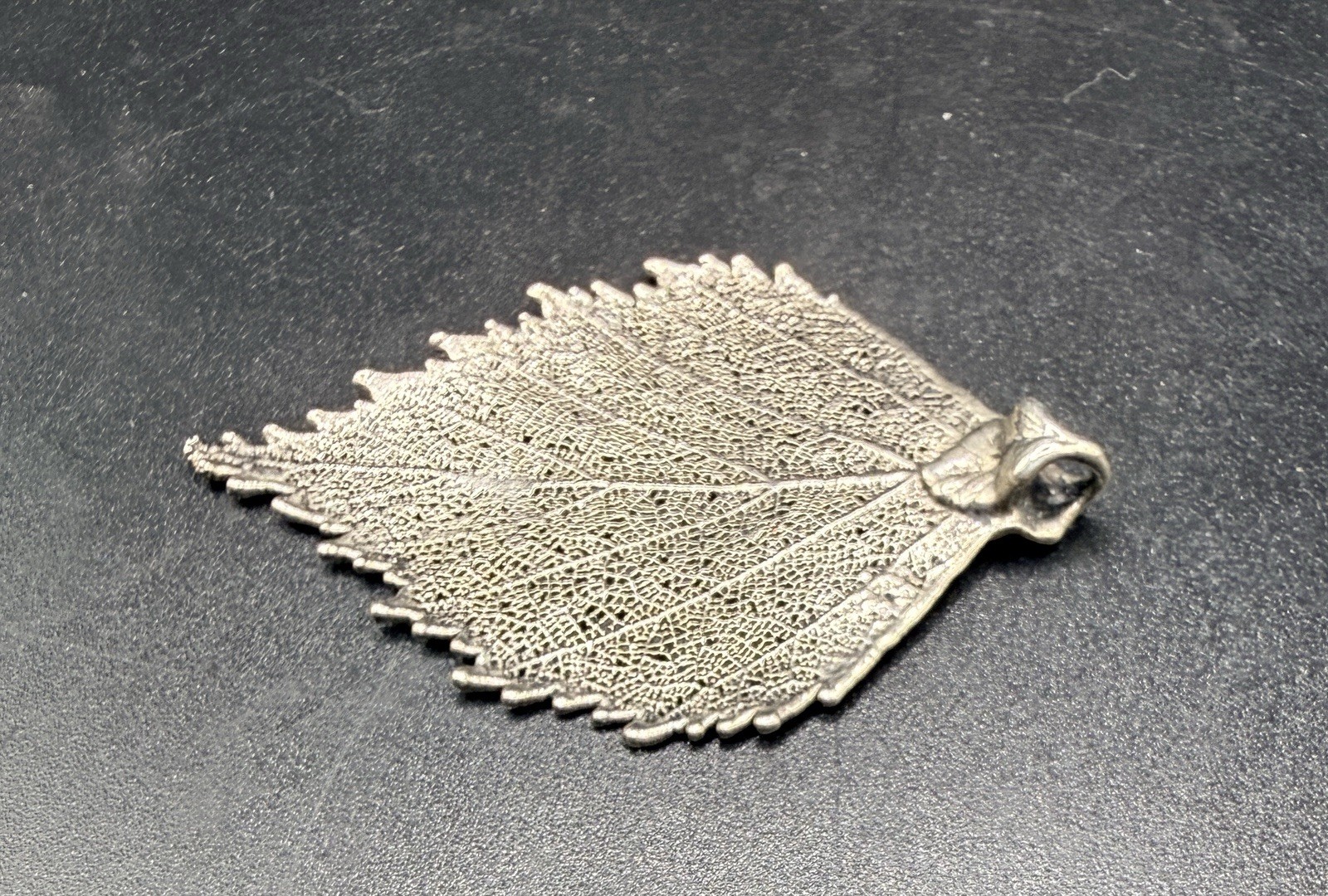 Silver Real Leaf Pendant Electroformed Birch Aspen Skeleton Boho Jewelry