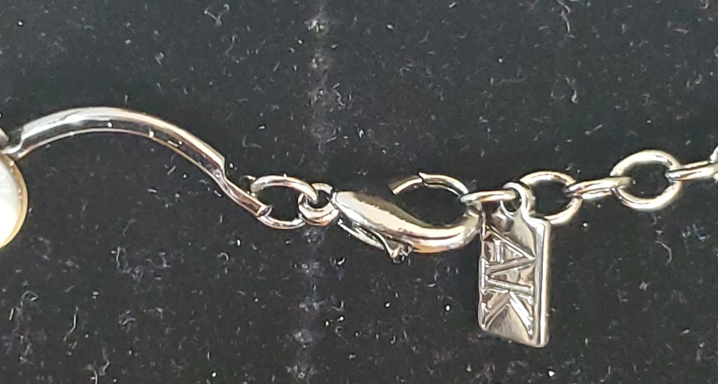 Vintage Anne Klein Rhinestone Necklace Gun Metal Tone 17 in