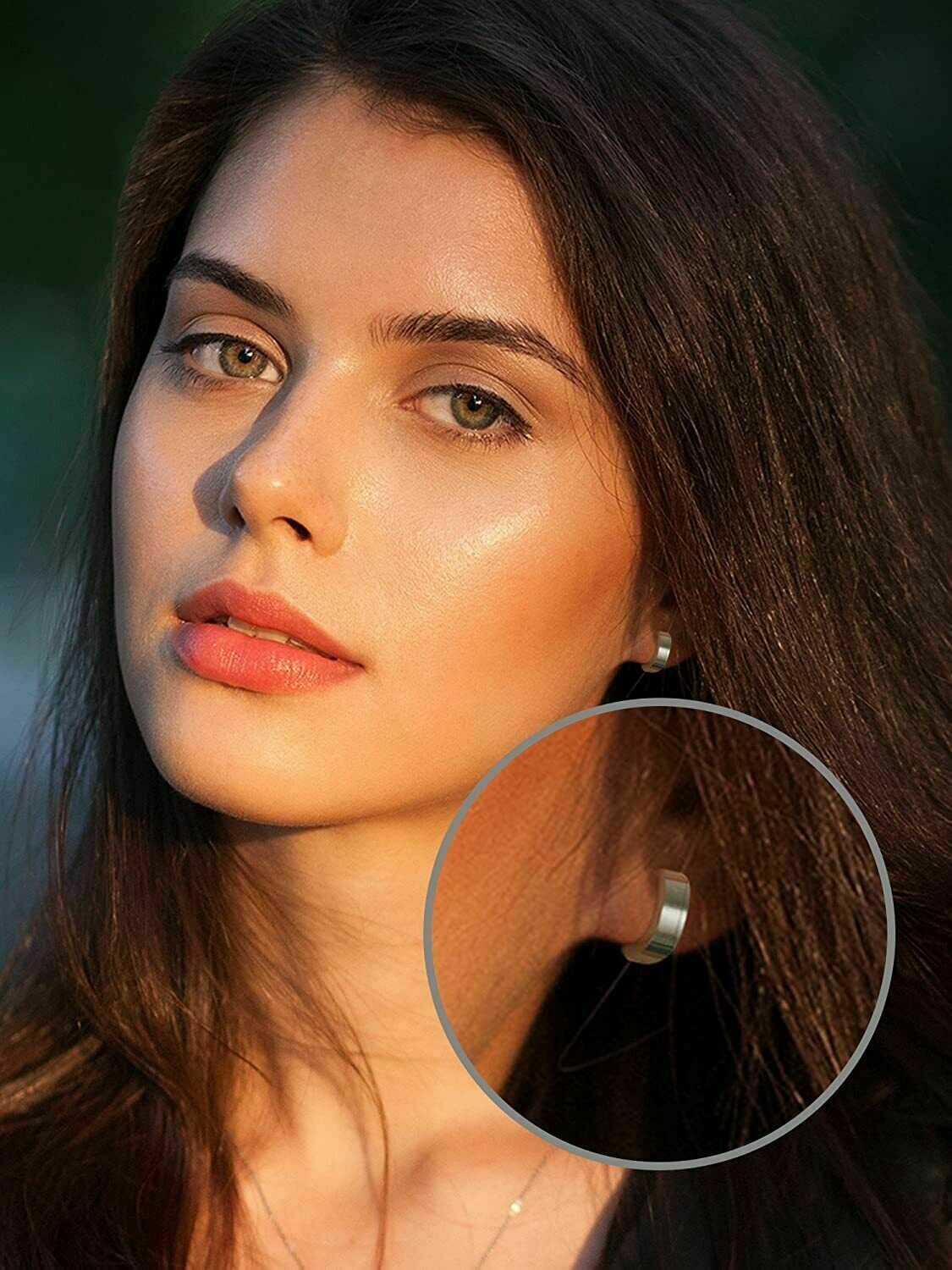 1 Pair Stainless Steel Ear Cuff Non-Piercing Clip On Hoop Earrings for Men Women