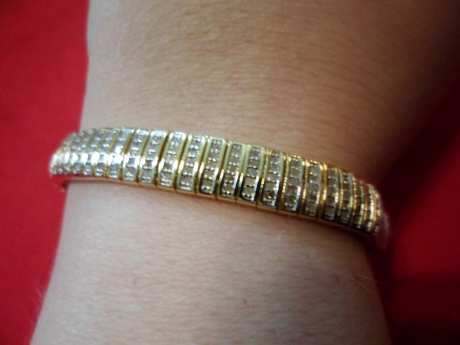 Diamond Bracelet, 1.00 Carat in 18K Yellow Gold over Brass-7 inches