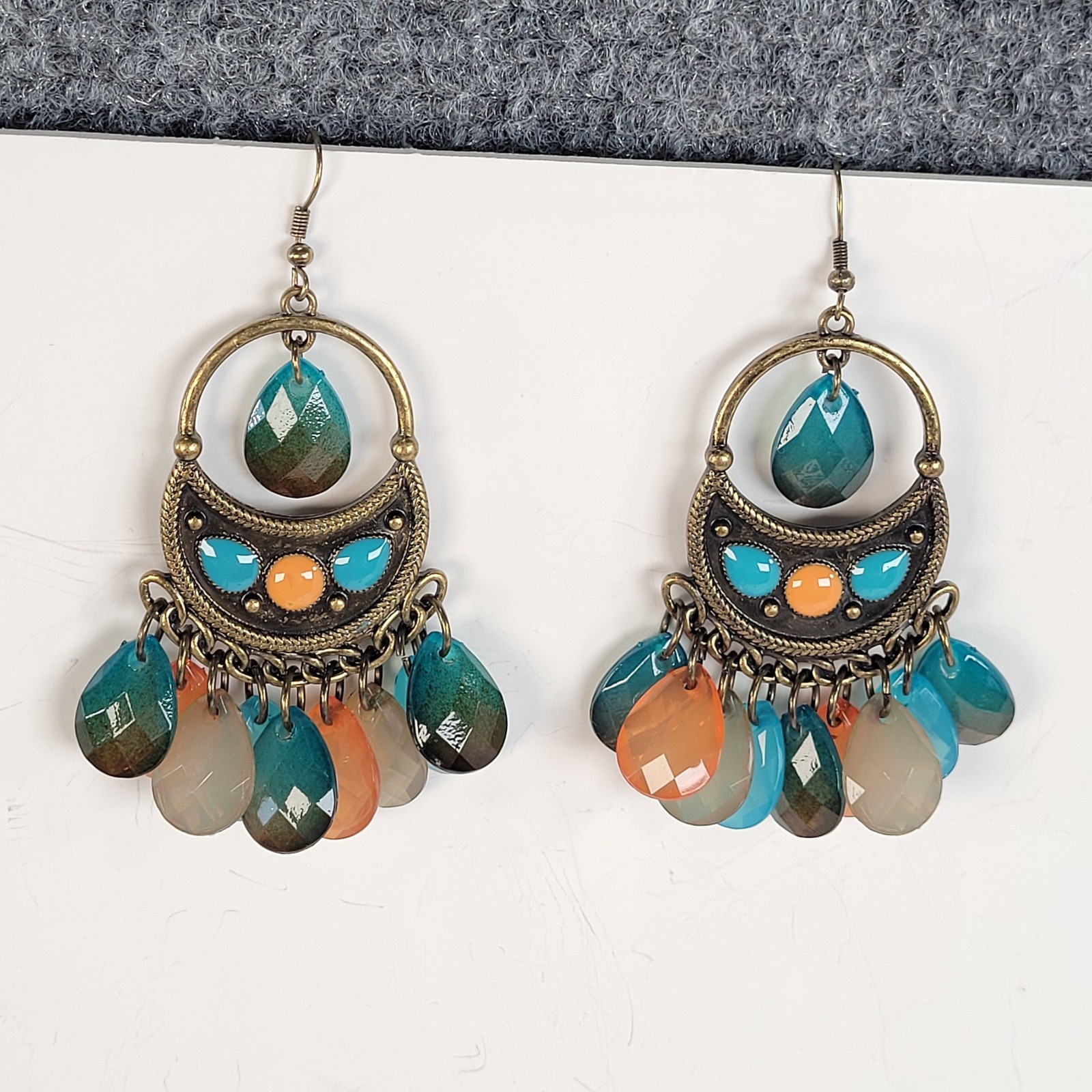 Boho Multicolor Acrylic Chandelier Earrings Teardrop Dangle Statement Jewelry