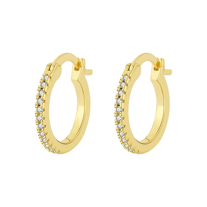 Women 925 Sterling Silver Plated CZ Round Huggie Hoop Earrings 16mm PE54