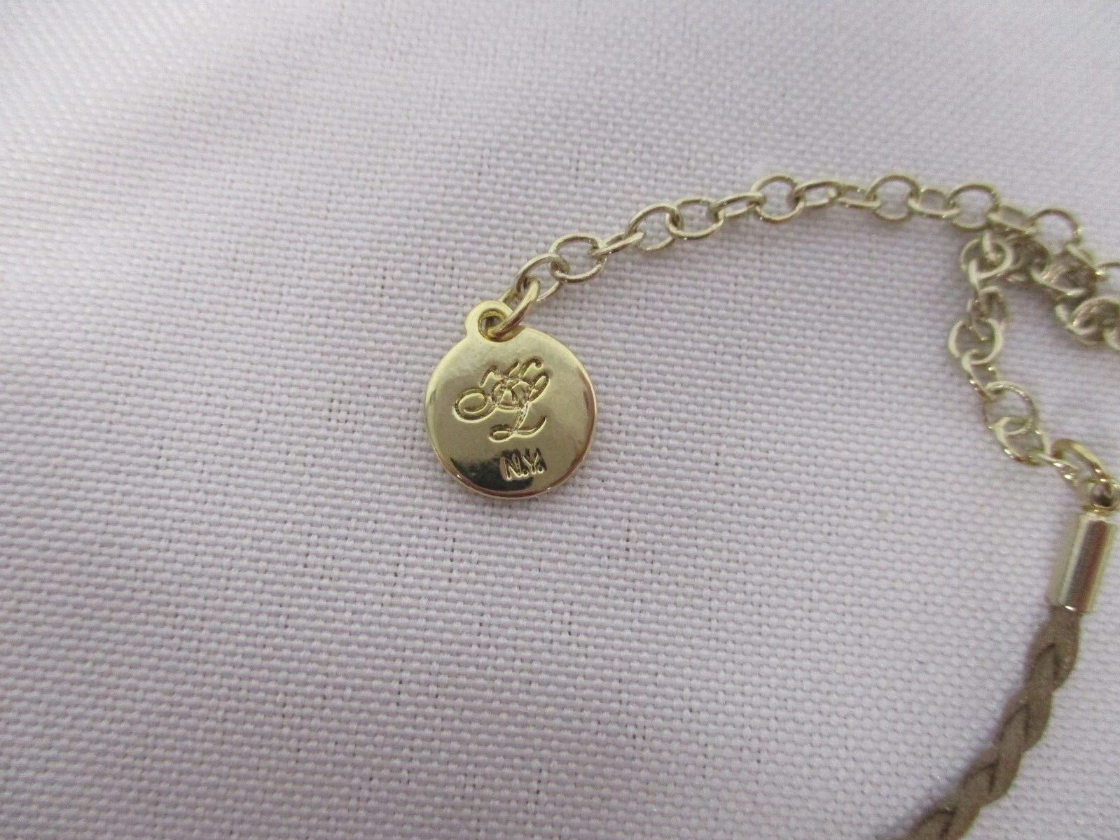 PRETTY KL KARL LAGERFELD GOLDTONE CHAIN BRAIDED CORD NECKLACE with PEARL DROP