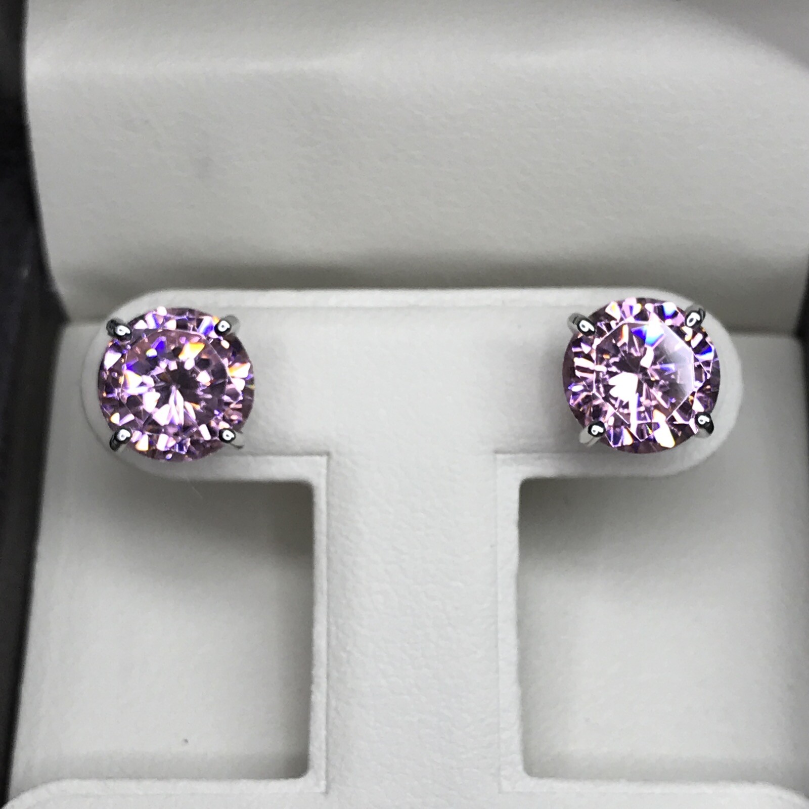 5Ct Studs Diamond Earrings Fancy Pink Round Man Made 14k Solid Gold