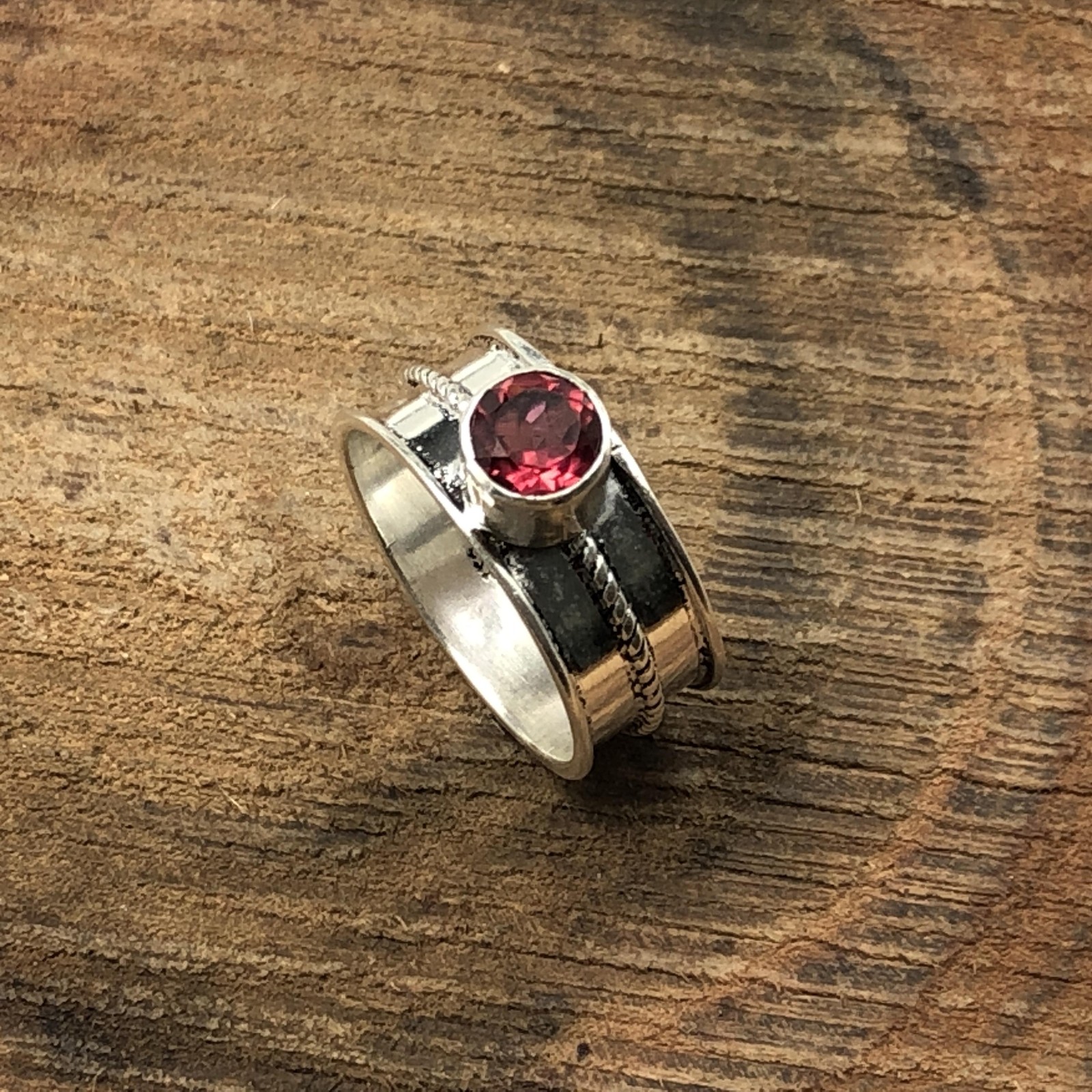 925 Silver Pink Rubellite Channel Set Band Anniversary Engagement Daughter Ring