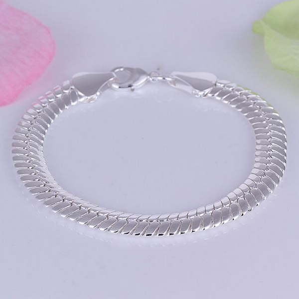 Unisex Women’s 925 Sterling Silver Bracelet 8 Inches 8MM Lobster L4