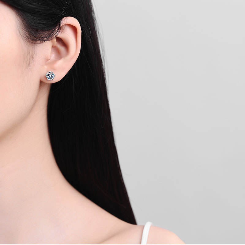 0.44 CT Lab Grown Diamond stud Earing for women 925 Silver 14k White Gold Plated