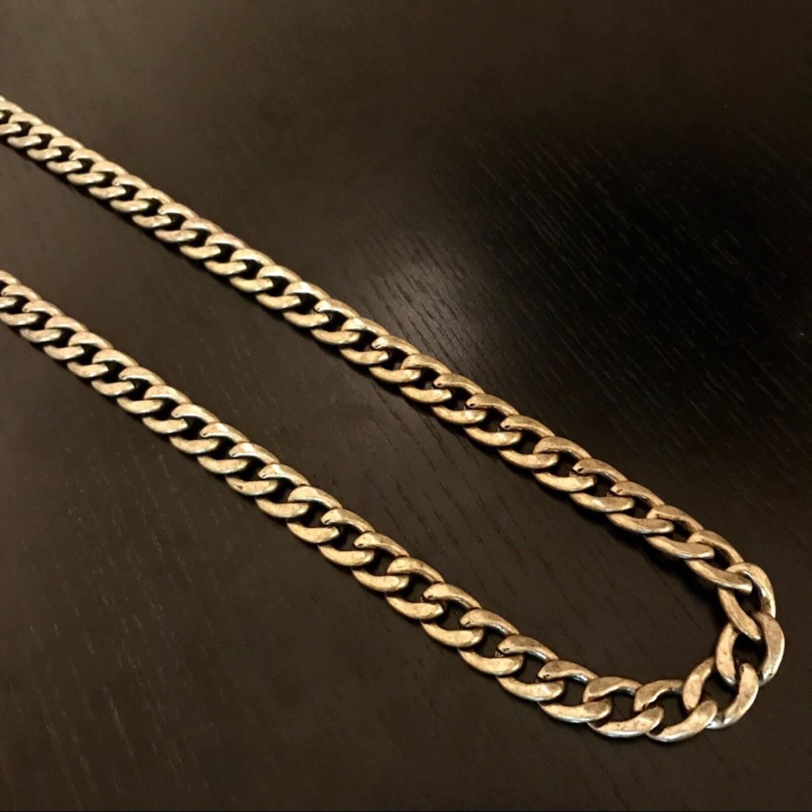 Three long gold tone chain link layered pendant statement necklace bundle