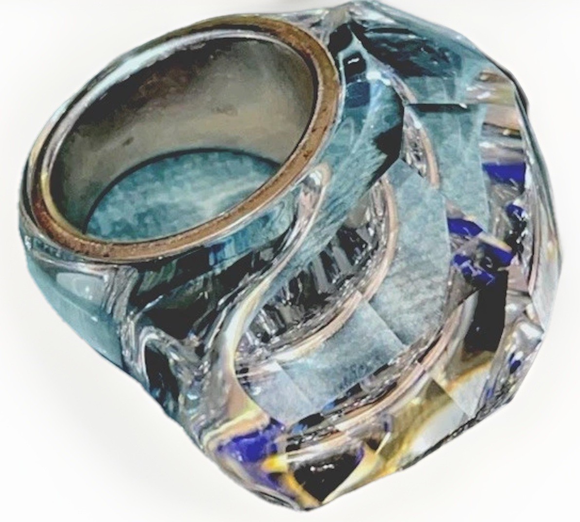 Daniel Swarovski Paris Nepal Crystal Cocktail Ring, Clear,Size 7, Mint Cond