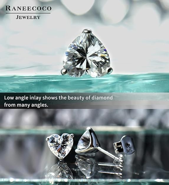 Elegant 925 Sterling Silver Heart Earrings Cubic Zirconia Womens Mens Jewelry US