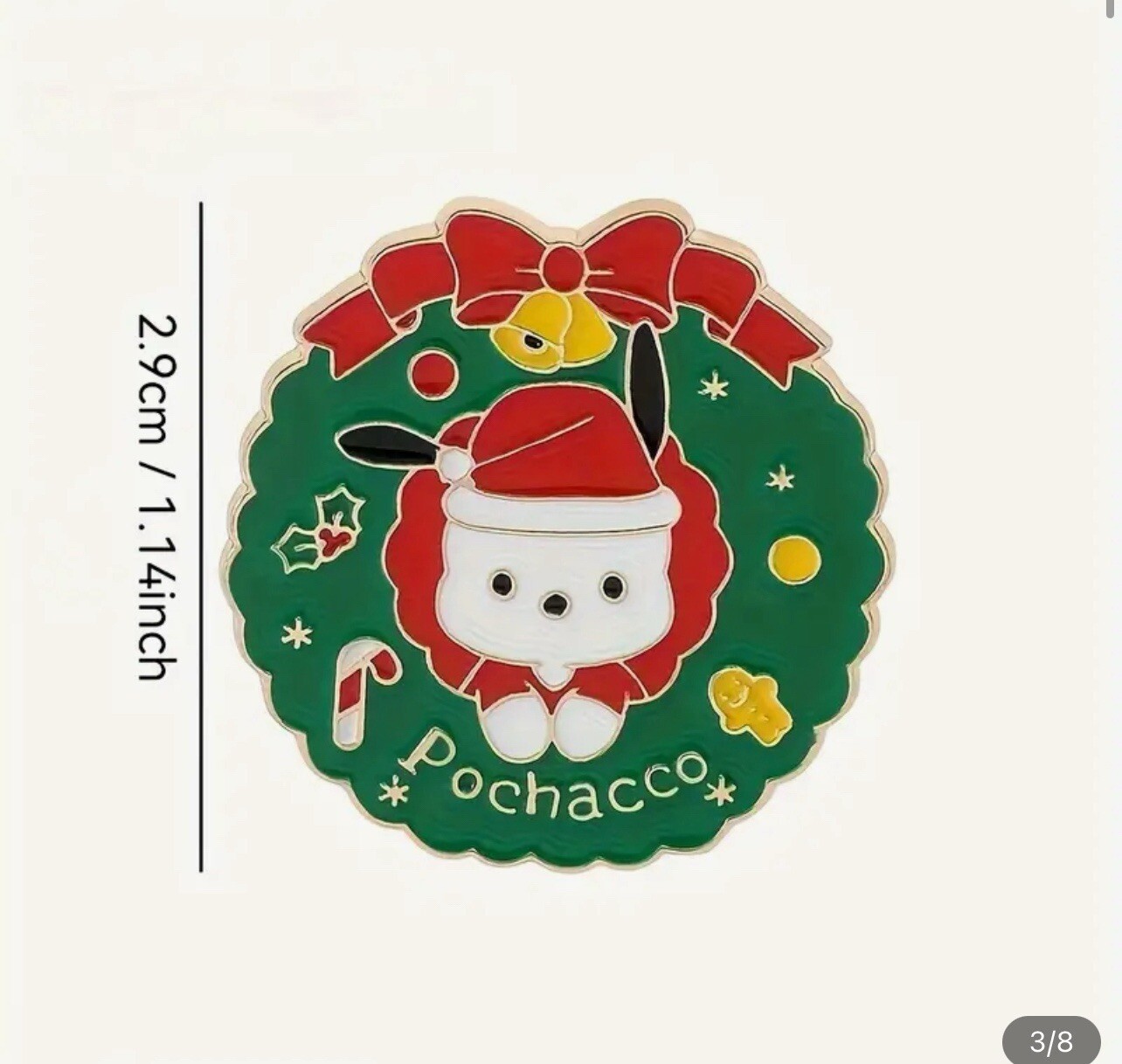 6pcs Sanrio Christmas Pins Miniso Hello Kitty Kuromi Cinnamoroll My Melody