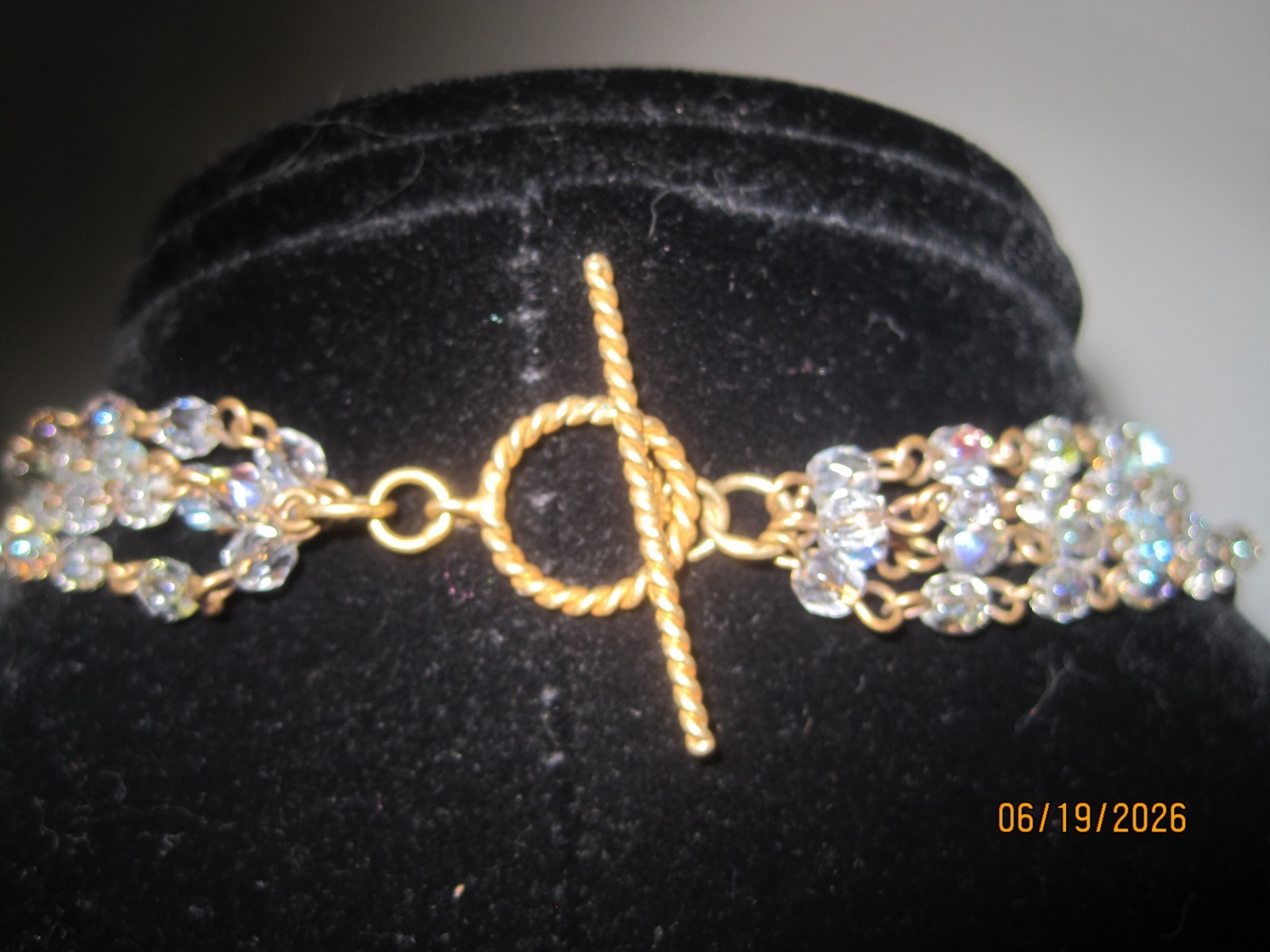 VSA Virgin Saints & Angels San Benito Crystal Necklace Gold Tone Saint Benedict