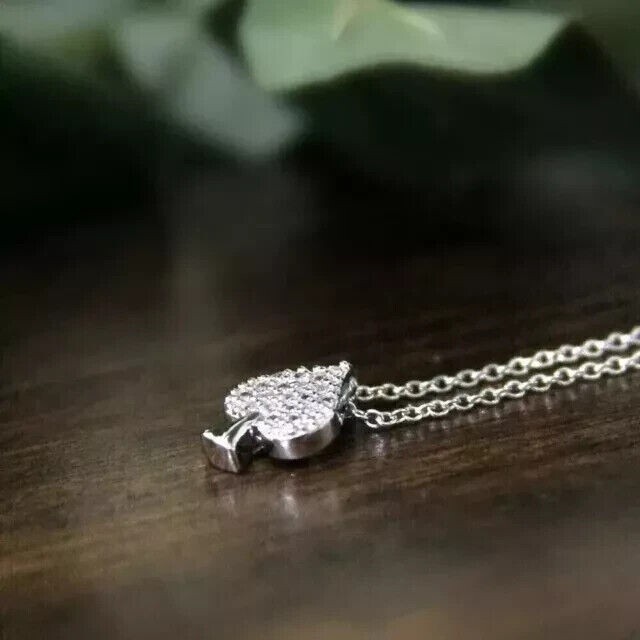 1.00 Ct Round Cut Simulated Diamond Women’s Charm Pendant 14K White Gold Plated