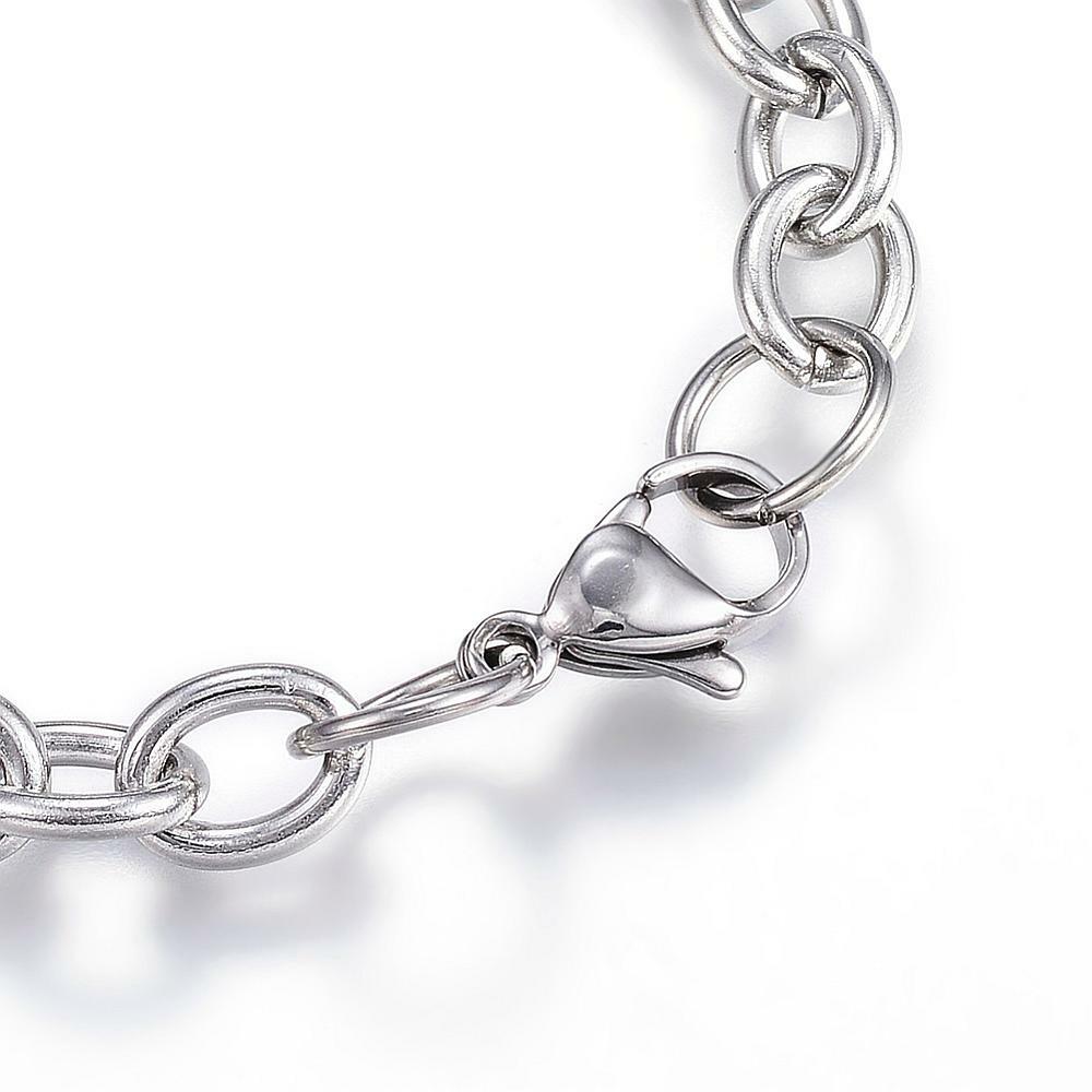 304 Stainless Steel Charm Bracelet Dolphin Silver7.5″ Inch 6mm Z72