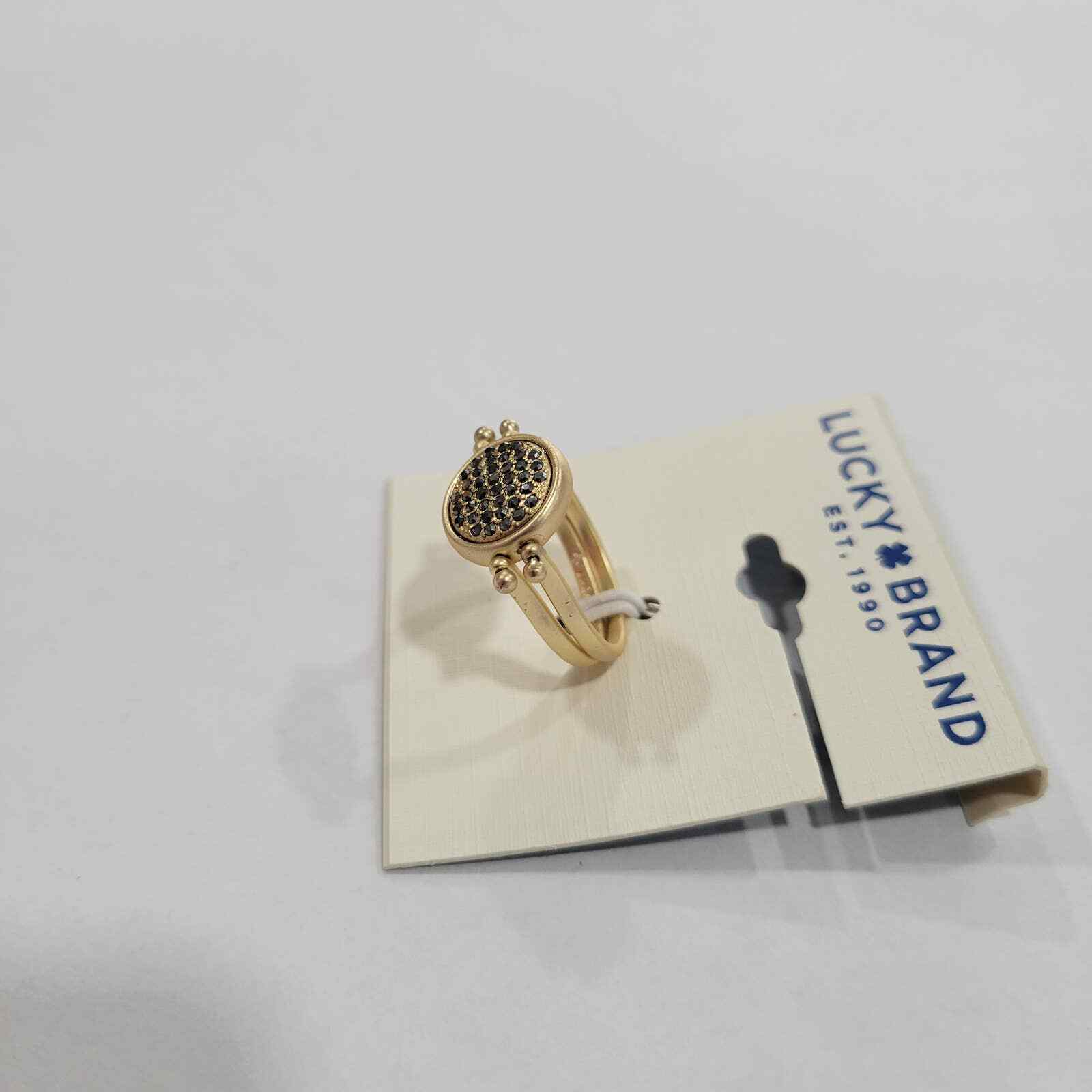 Lucky Brand Gold-Tone Pave Circle Statement Ring NWT Size 7