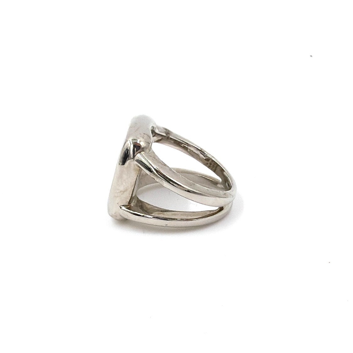 Hermes Serie Sellier Mother of Pearl Shell Square Ring Silver Size 51 10.8g Auth