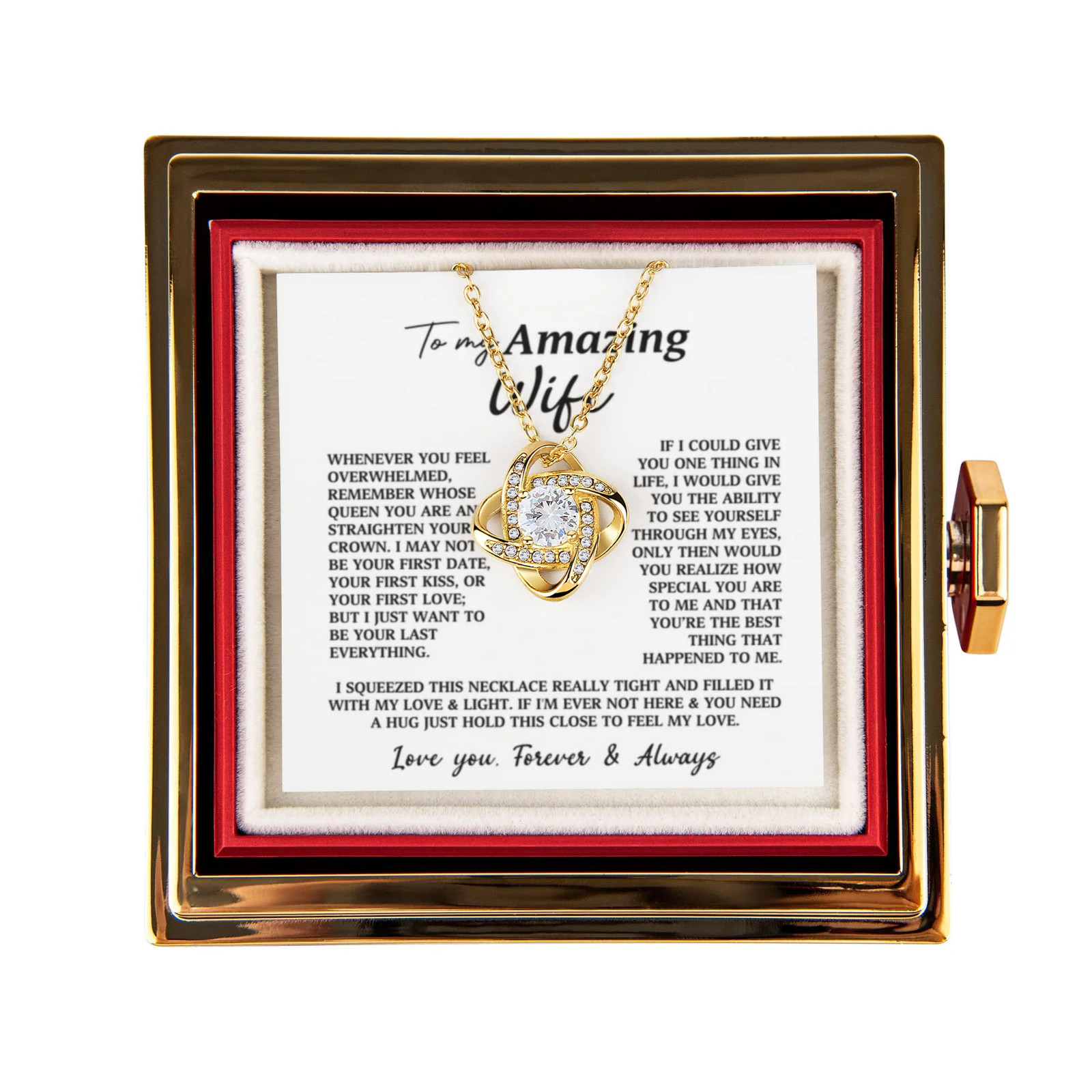 To My Amazing Wife Rotating Rose & Necklace Gift Set