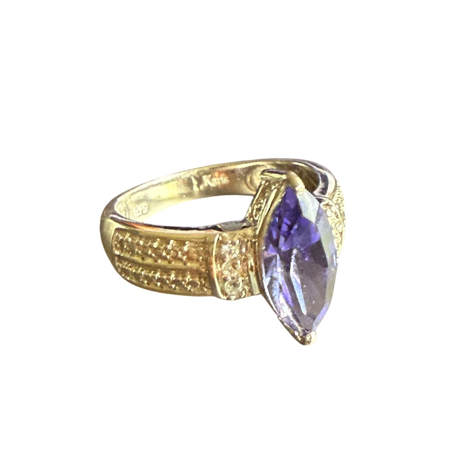 Marquise Cut Purple Simulated Gemstone Ring With Silver Band 10 Elegant Design