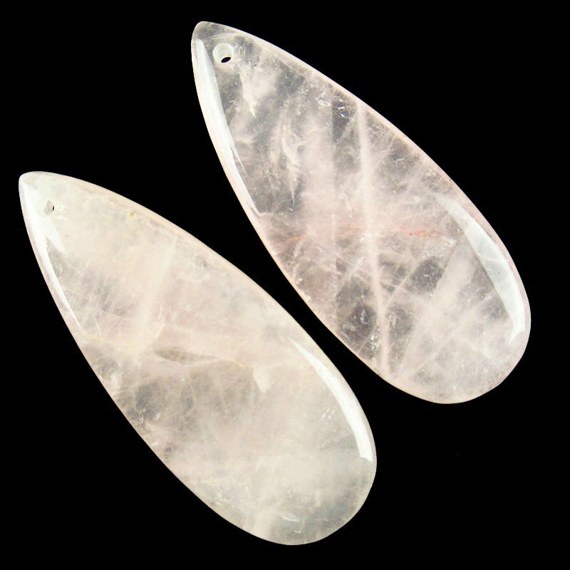 30g 3Pcs 50x20x6mm Natural Rose Quartz Teardrop Pendant Bead YJWW32