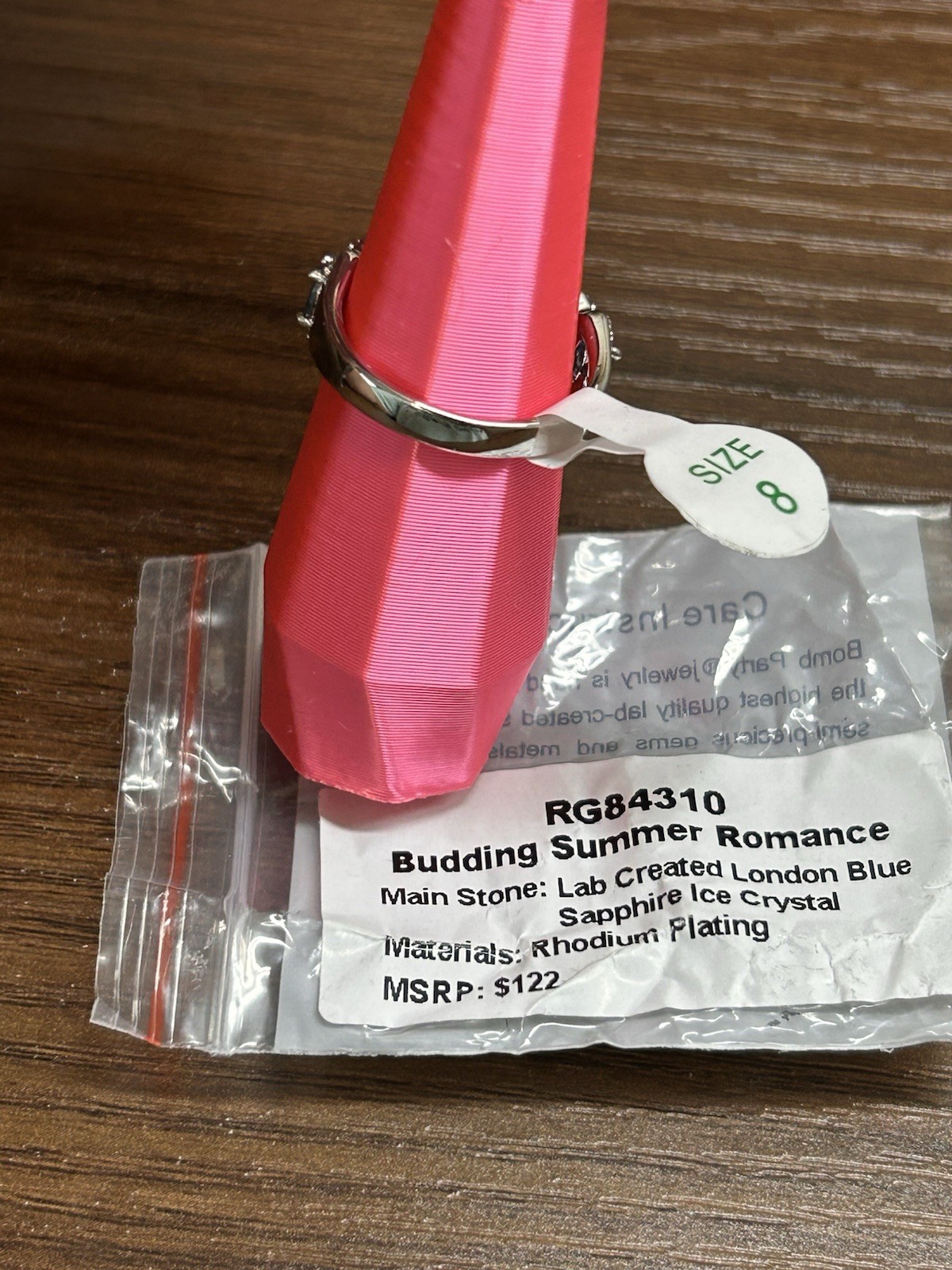 Bomb Party OG Ring Size 8 “bussing Summer Romance” RG84310 London Blue Rhodium