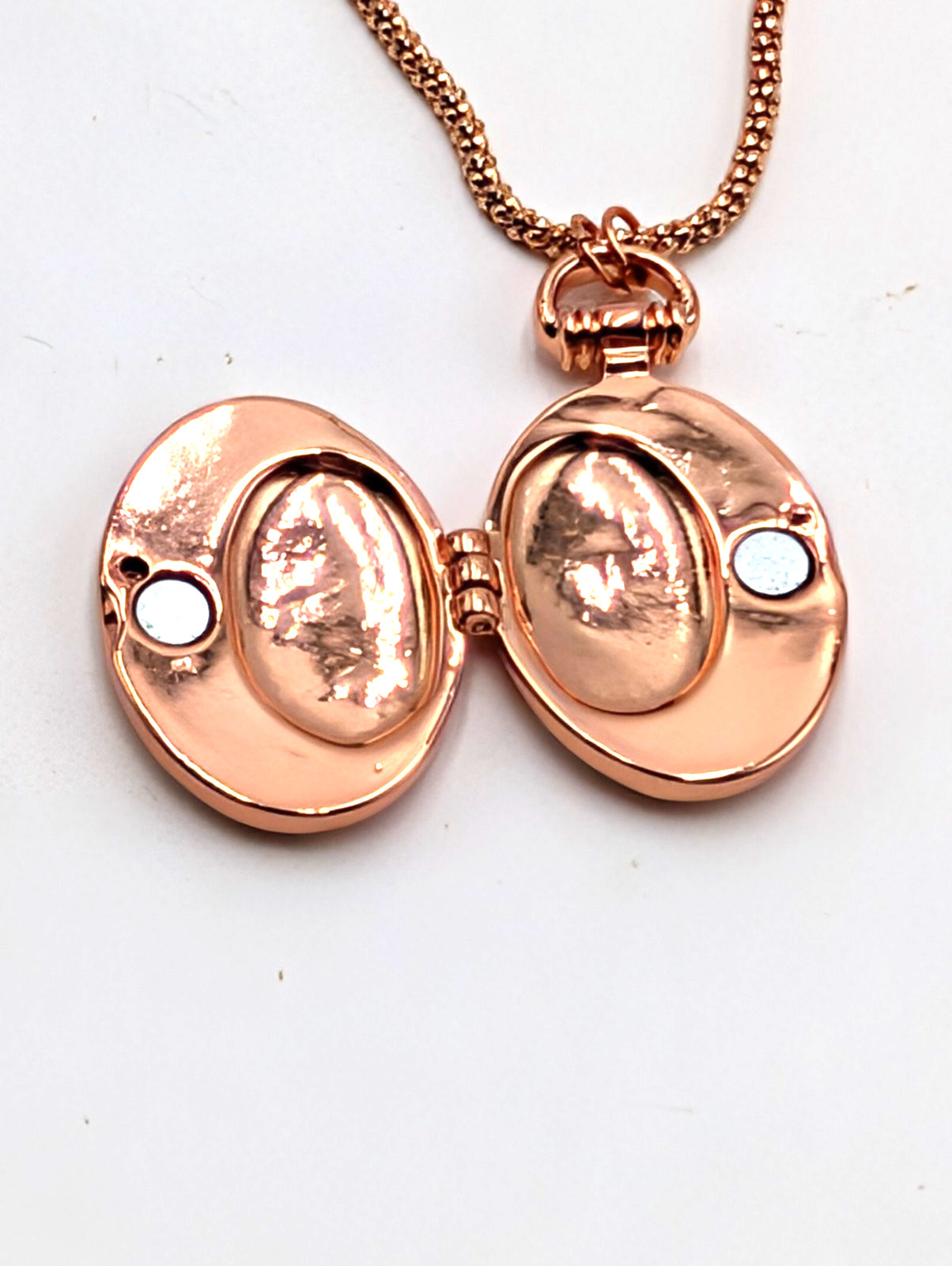 Avon Rose Gold Tone Heart Solid Perfume Locket Necklace with Bracelet & earrings