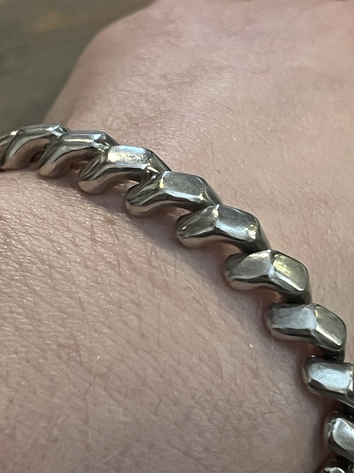 925 Sterling Silver Macaroni Link Bracelet Made In Italy 7.25 inches