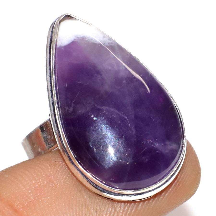 925 Silver Plated Chevron Amethyst Ring Handmade Jewelry Size US 5 JW