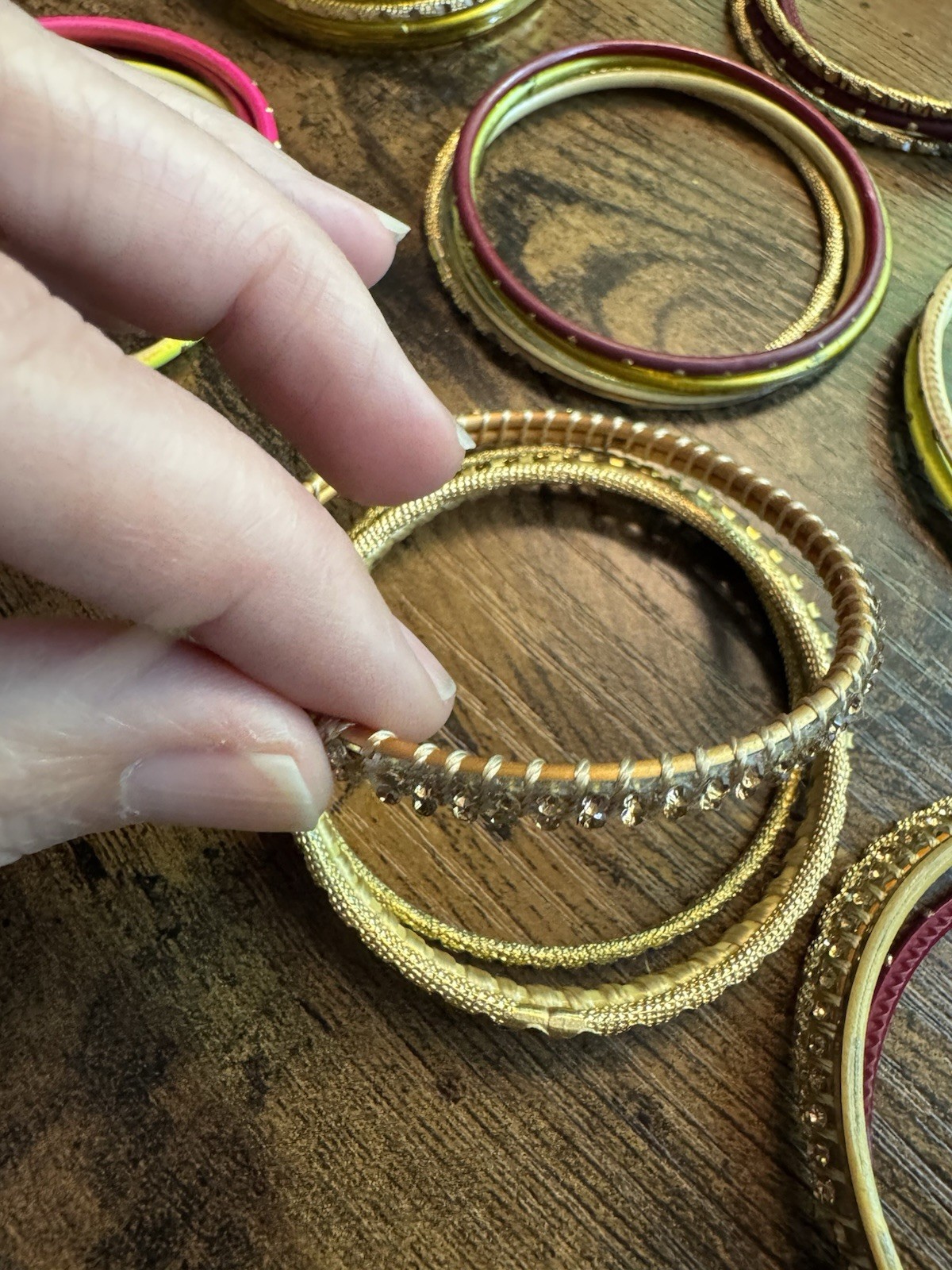 Bundle 60 Indian Bangle Bracelets Mix of Materials and Colors Approx 2.25”