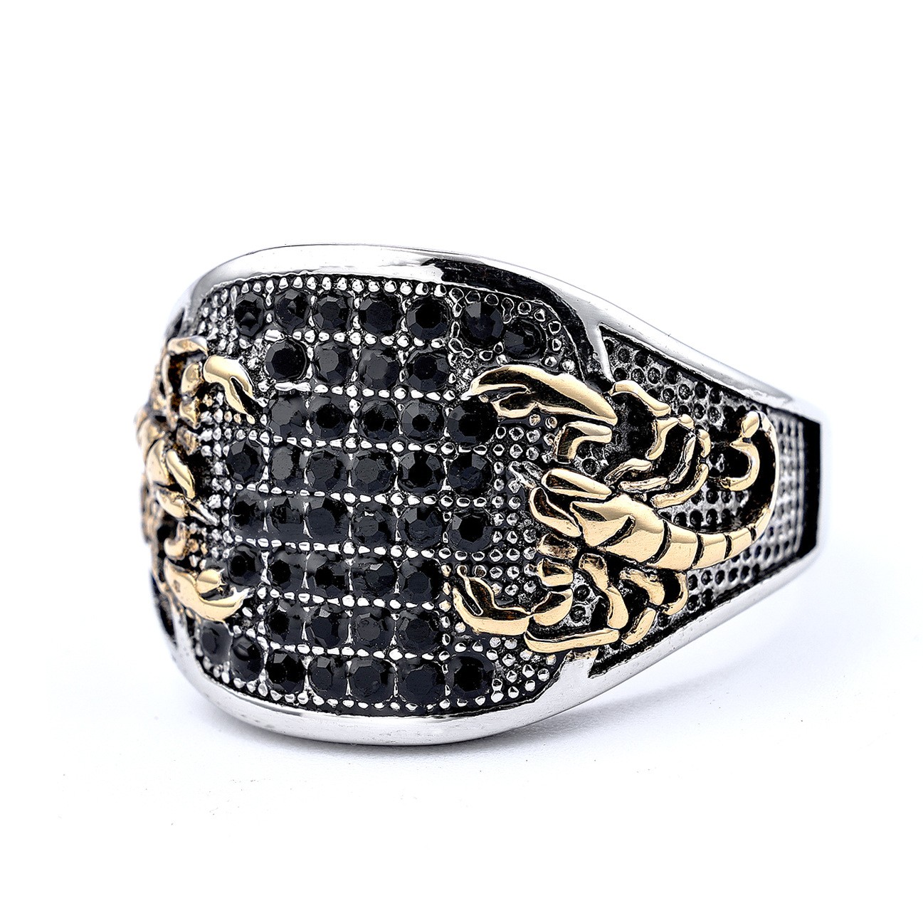 JXC Mens Women Gold Tone CZ Scorpio Zodiac Scorpion Ring Size 6 7 8 9 10 11-15
