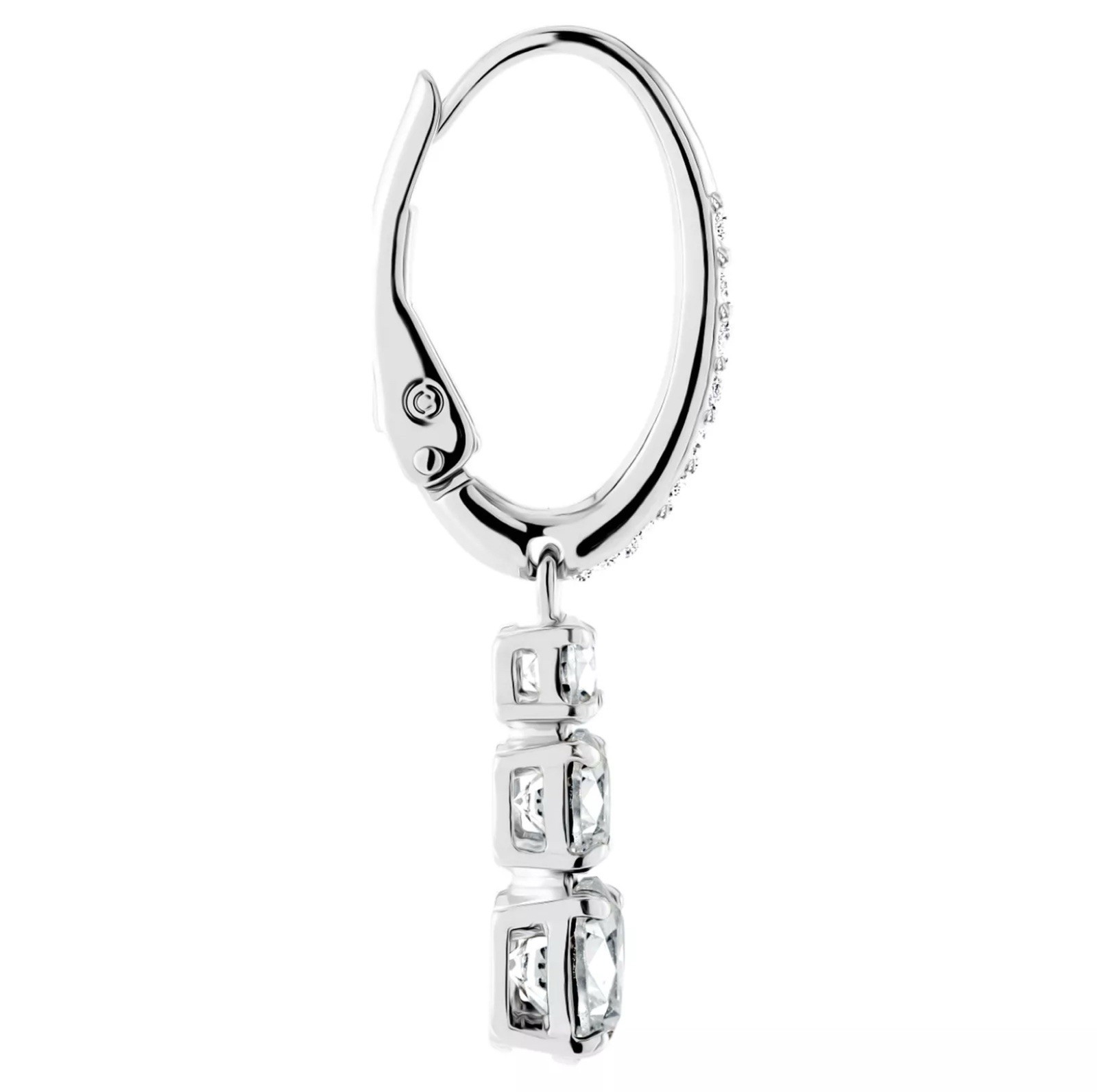 Swarovski Stilla Attract Hoop Earrings Round Cut, White, Rhodium Plated 5416155