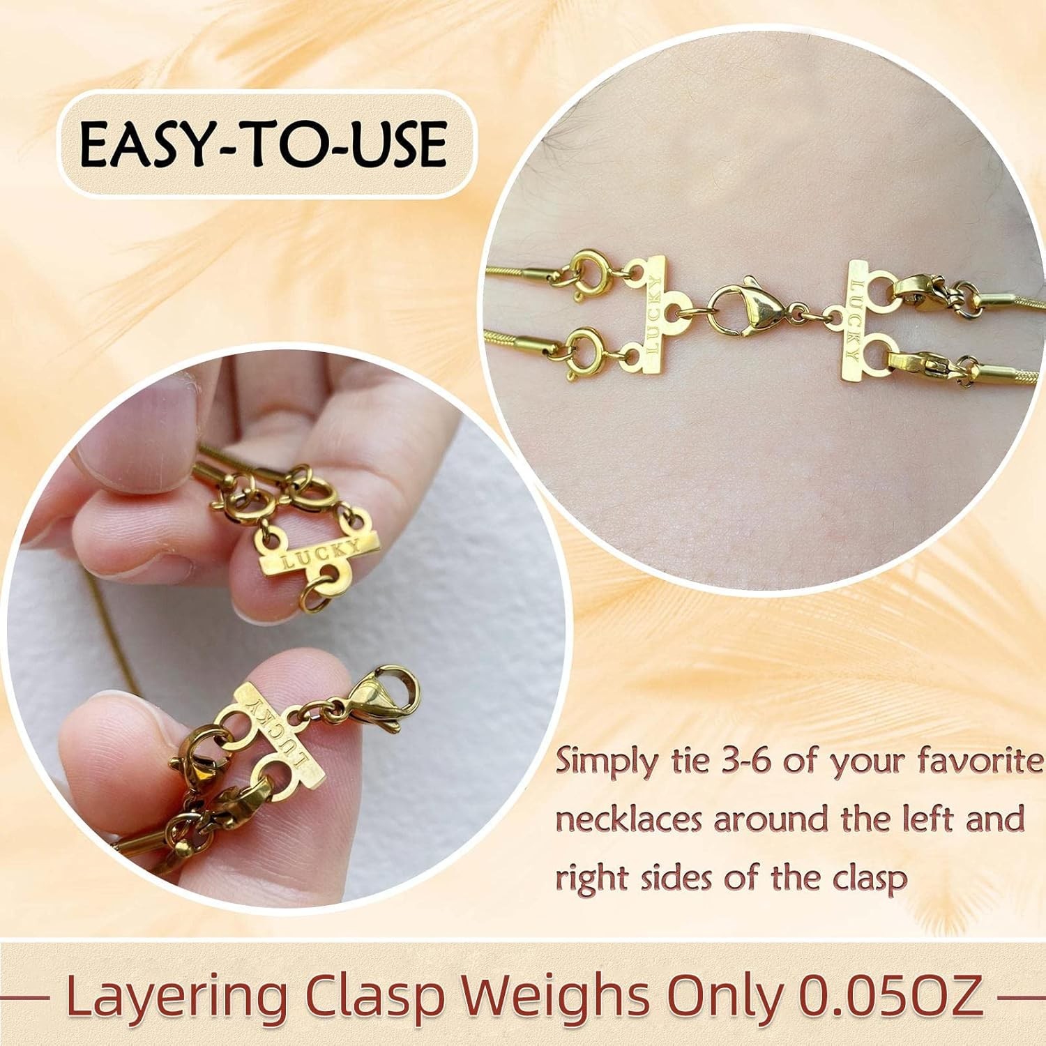 Necklace Layering Clasp, Gold and Silver Plated Necklace Connectors for Multiple
