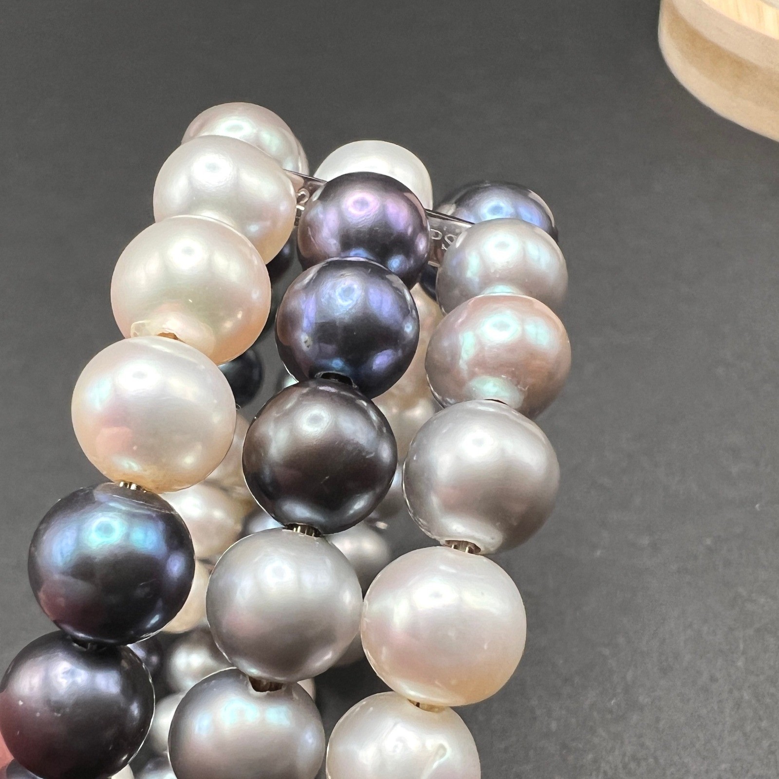 IPS Pearl Bracelet Peacock Cream Sterling Silver Freshwater Coil Memory Wire