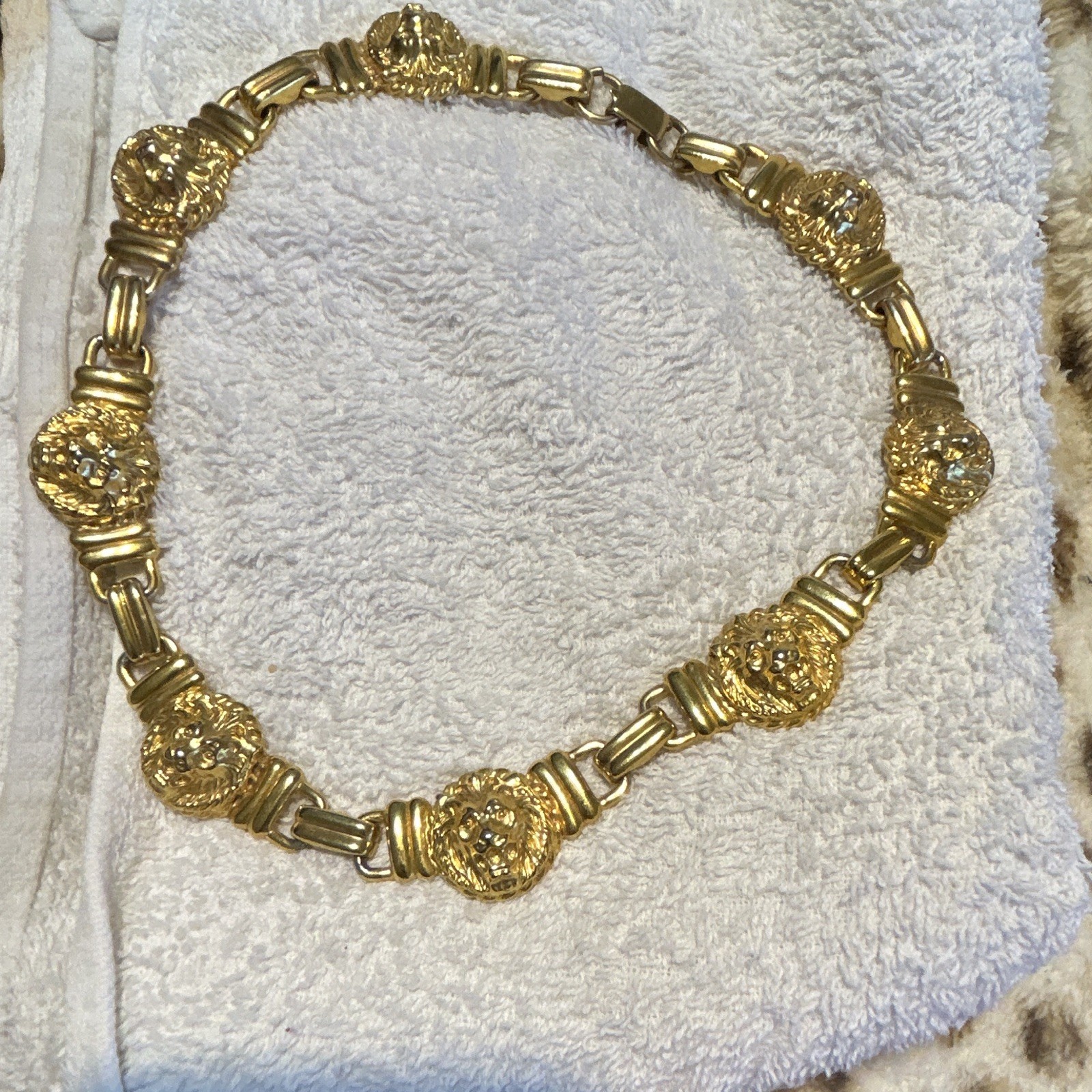 Vintage Anne Klein lions head necklace. Runway 1980s unsigned Rare costume