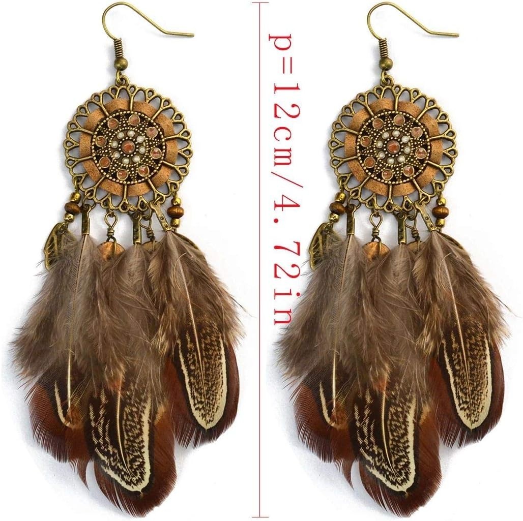 Chic Bohemian Long Tassel Earrings with Feather and Beads for All Occasions