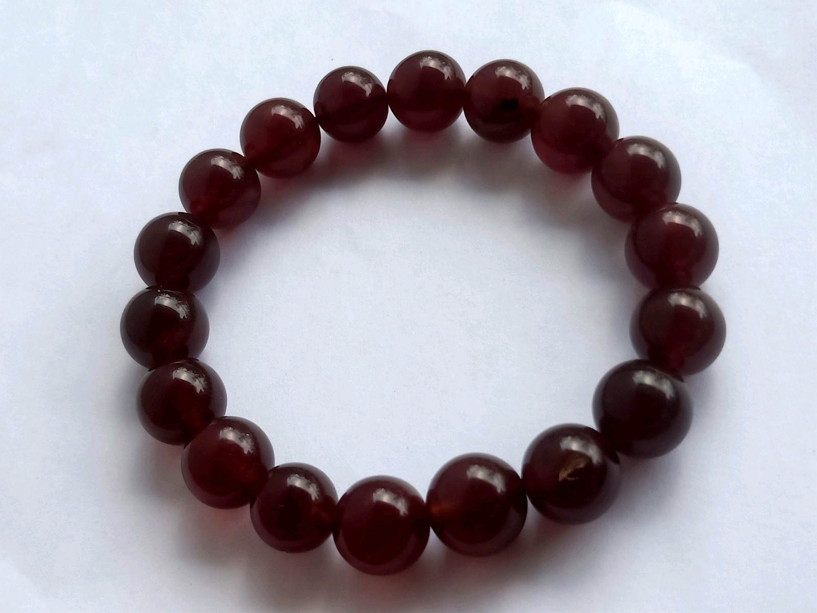 12mm Natural No Treatment Red Amber Round Beads Bracelet