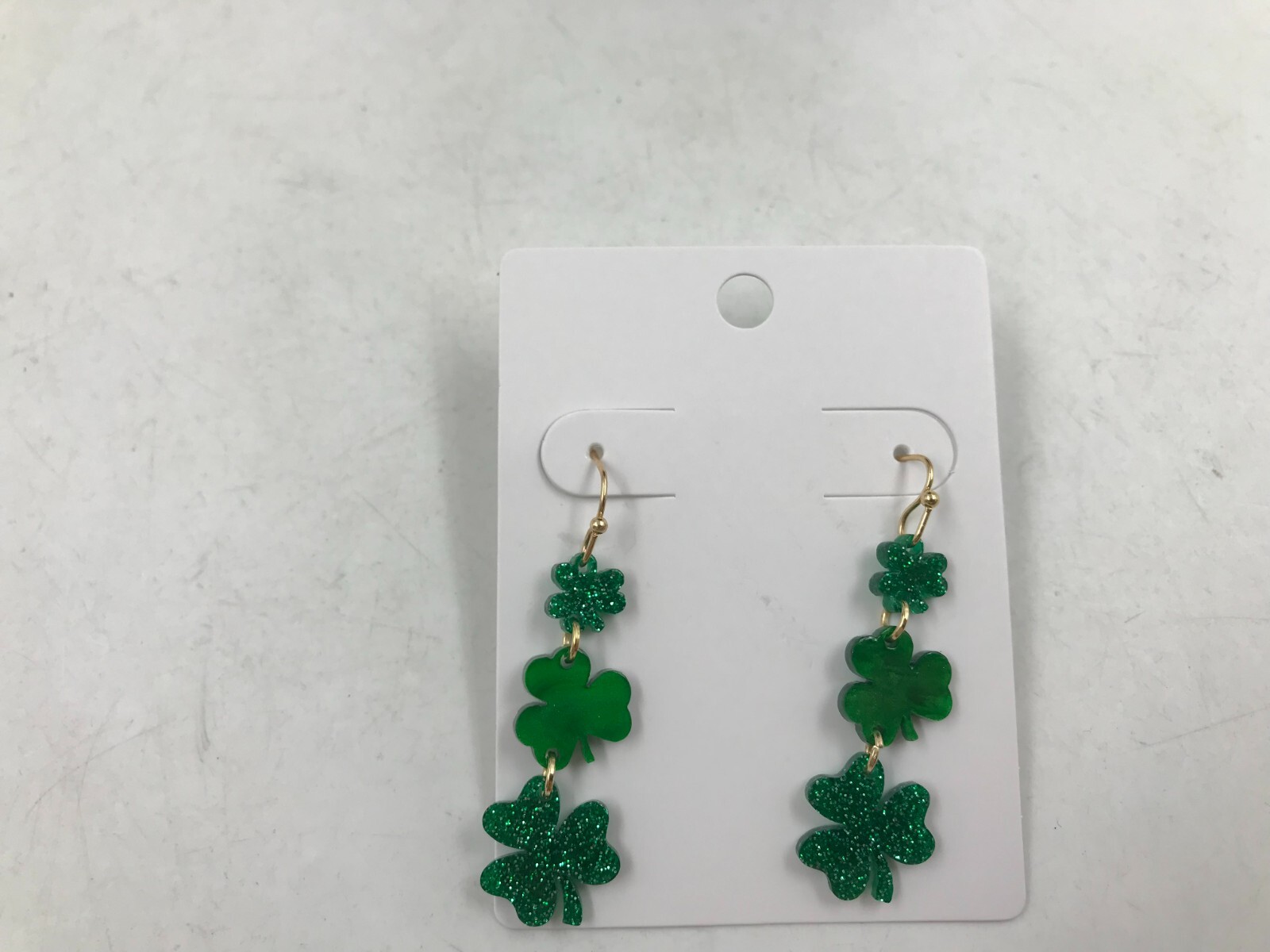 Metal & Plastic 2in Shamrock Dangle Earrings DD01B10044