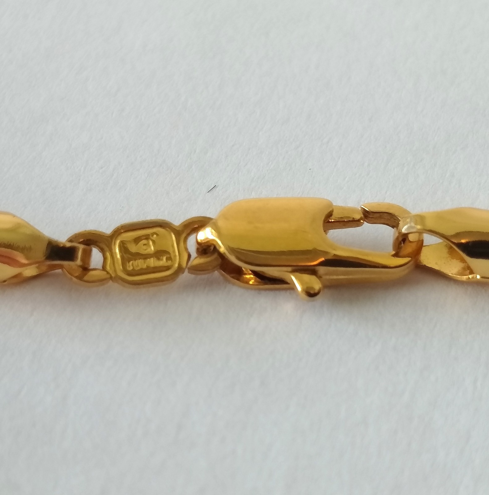 Signed Xuping Gold Plated Rope Chain Necklace 22 Inch Twisted Link Men Women