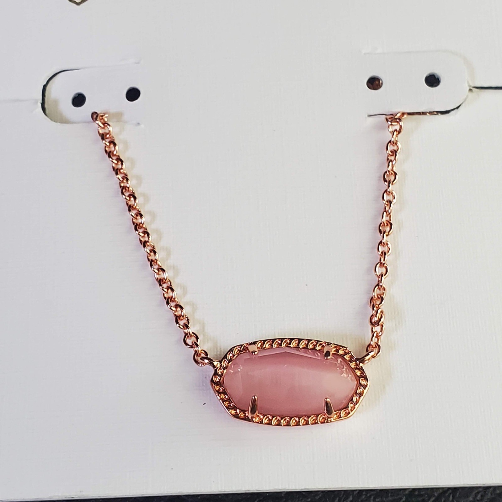 Kendra Scott Elisa Pendant Necklace Rose Gold Pink Cats Eye Stone Gift for Her