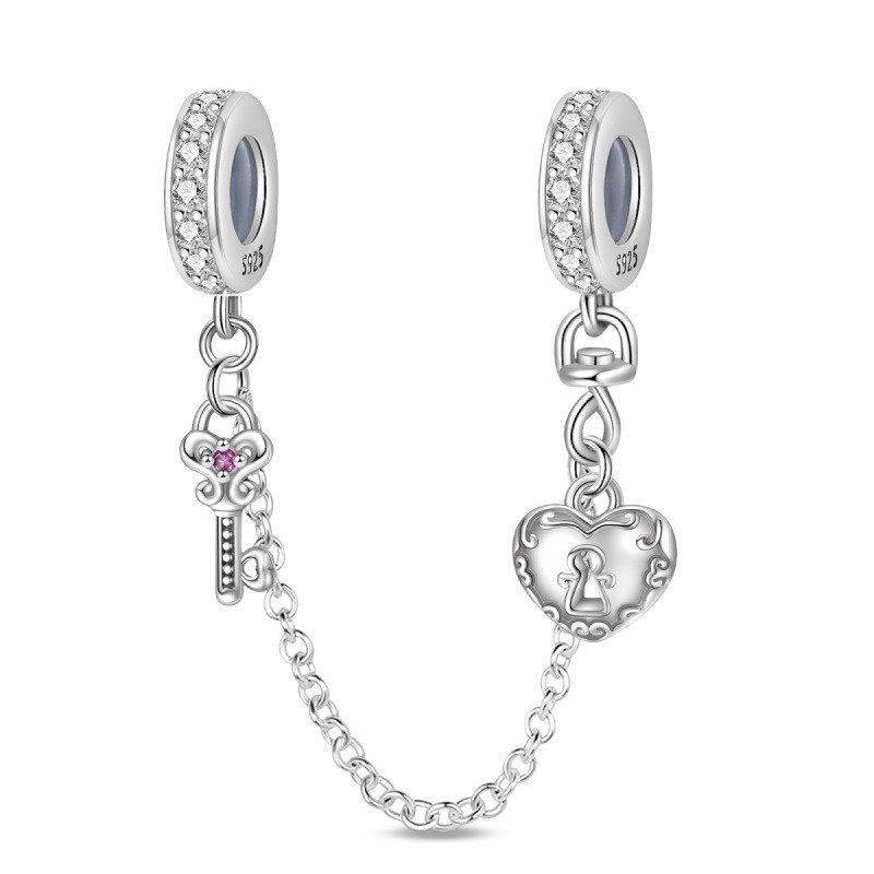 PANDACH 925 Sterling Silver Safety Chain Charm for Bracelet Stopper Spacer Charm