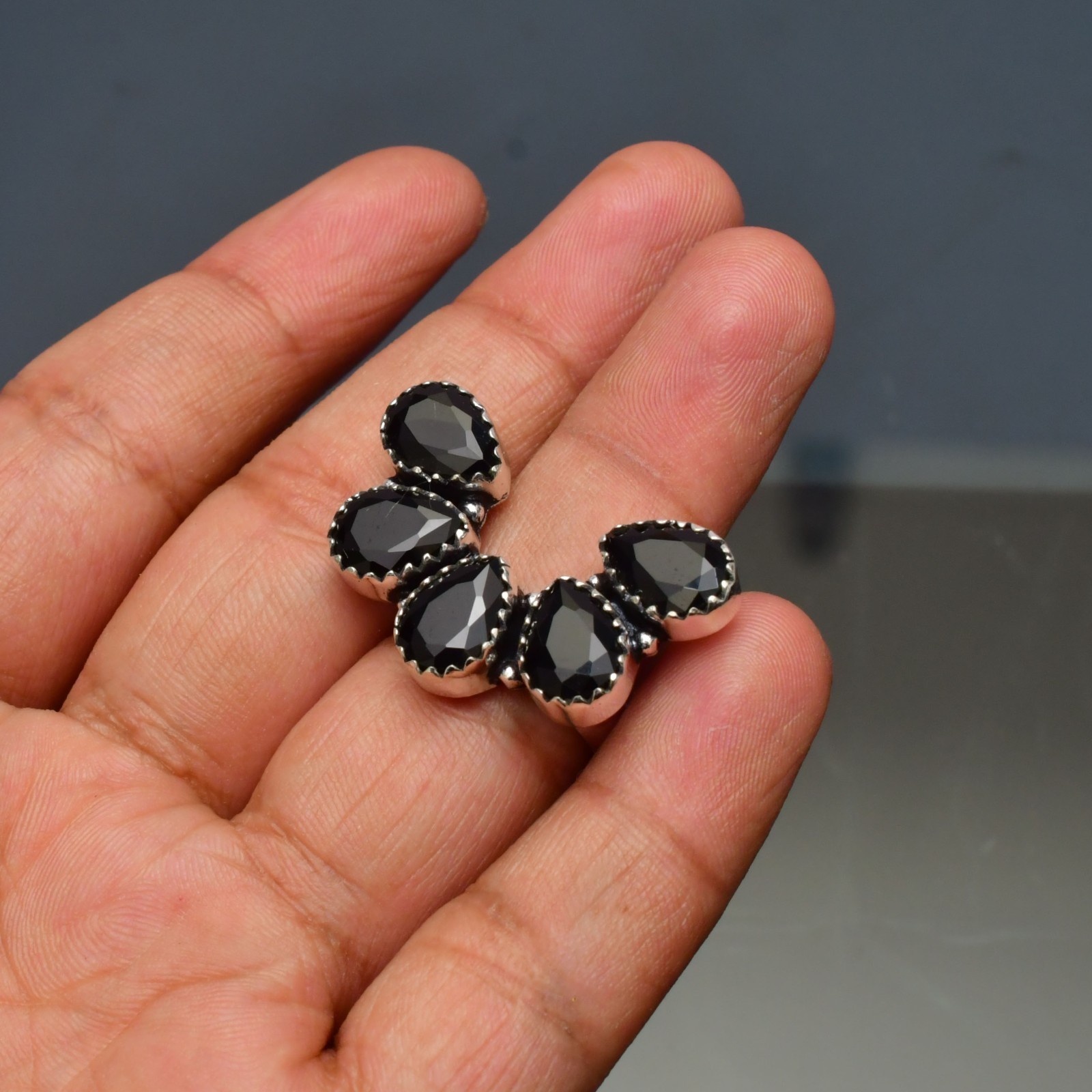 Black Onyx (Lab-Created)Gemstone 925 sterling silver Handmade Ring- All Size