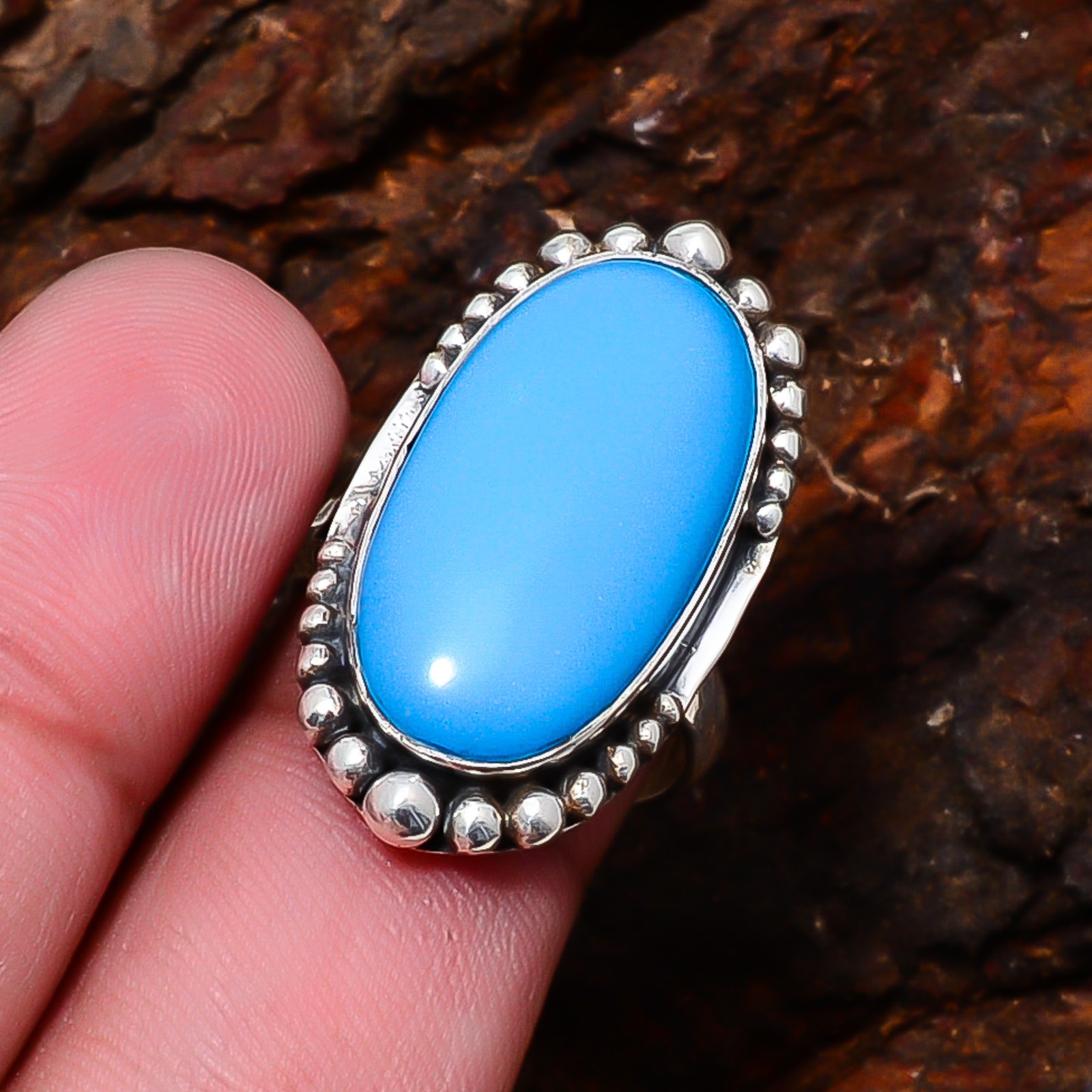 Sleeping Beauty Turquoise Gemstone 925 Sterling Silver Ring S.7.5 R12482