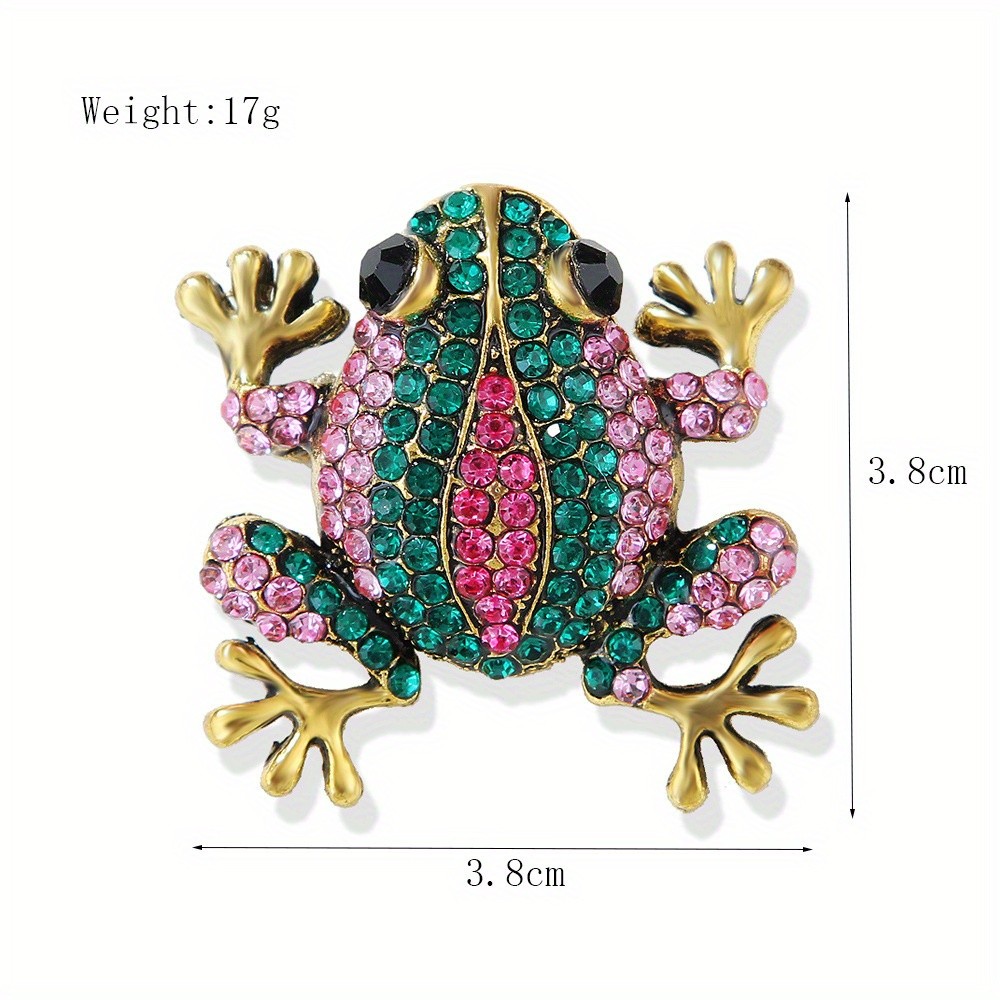 2 Pcs Vintage-style Frog Brooches, Sparkling Rhinestone-zinc Alloy Animal Pins.